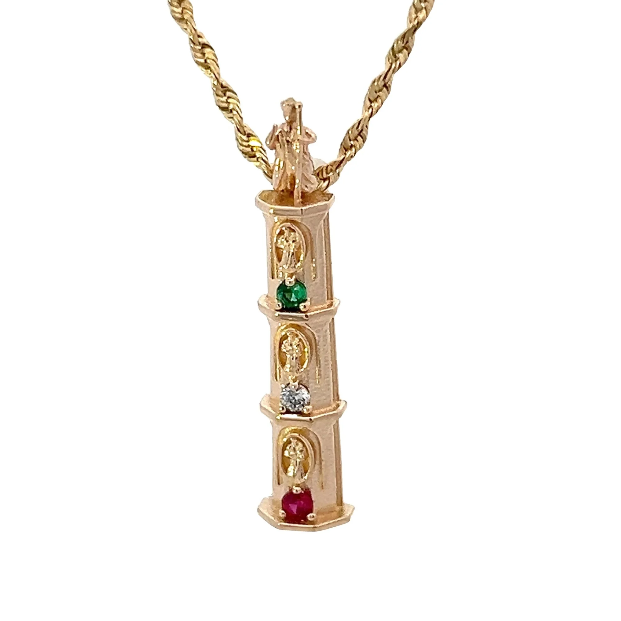 14 Karat  Gold Miniature size Giglio Pendant Front (23) - Image 2