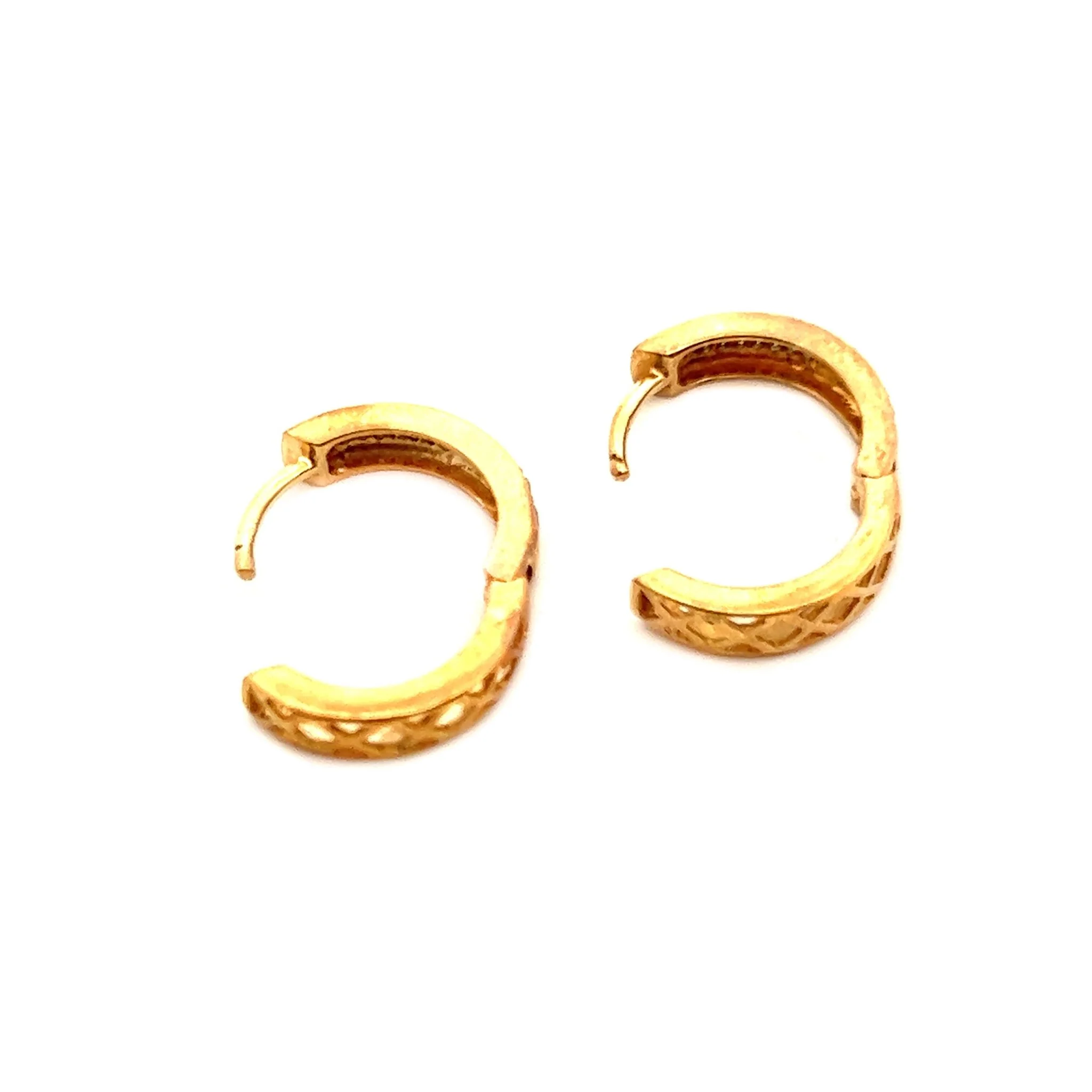 14K Rose Gold Double Row Diamond Huggie Earrings - Image 2