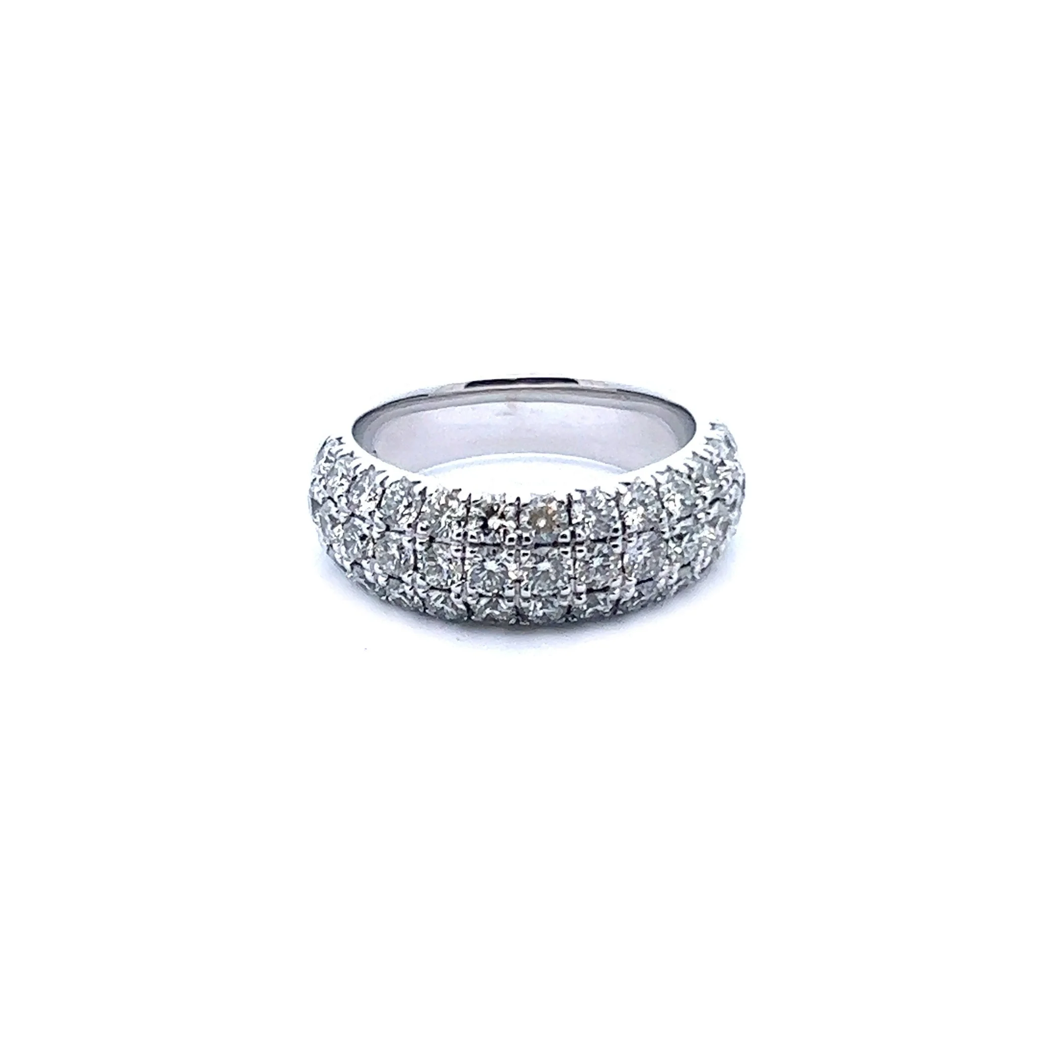 14K Three Row Diamond Dome Band