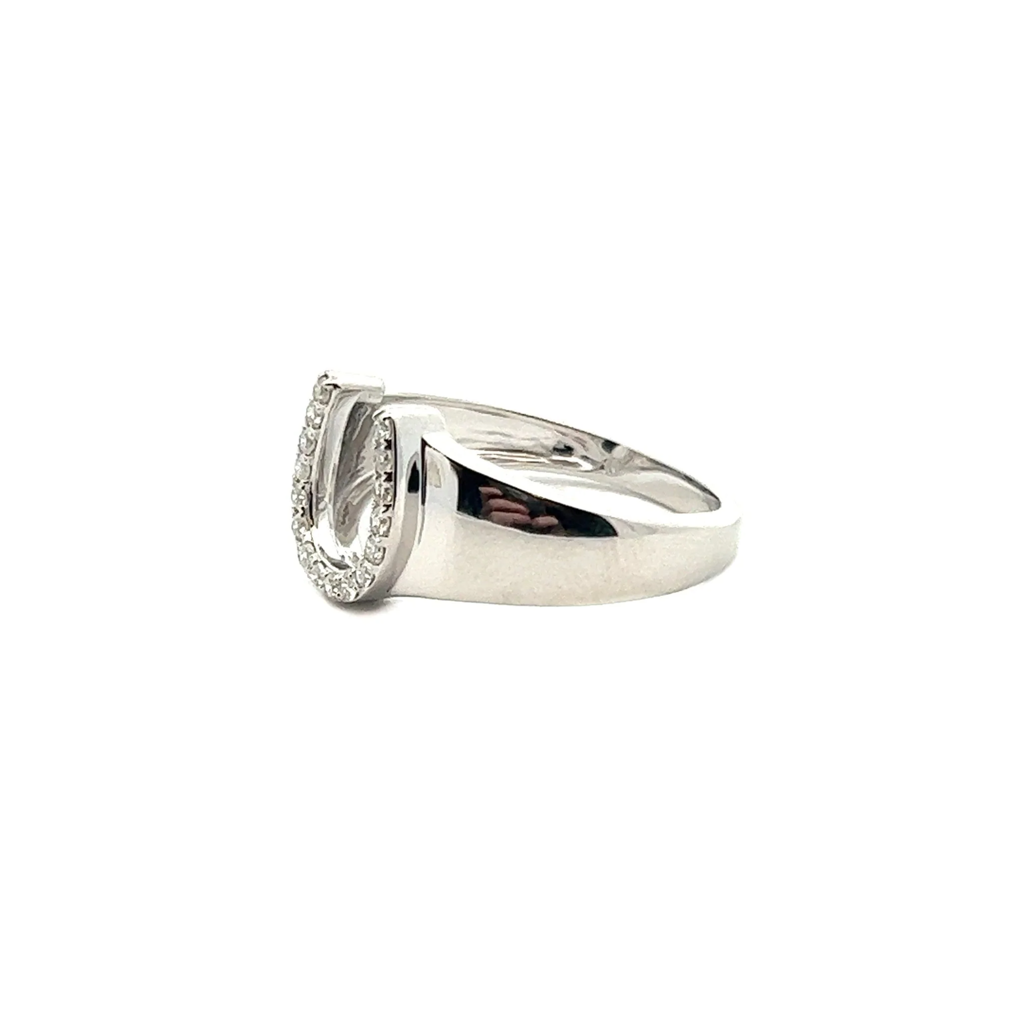 14K White Gold and Diamond Horseshoe Ring - Image 2