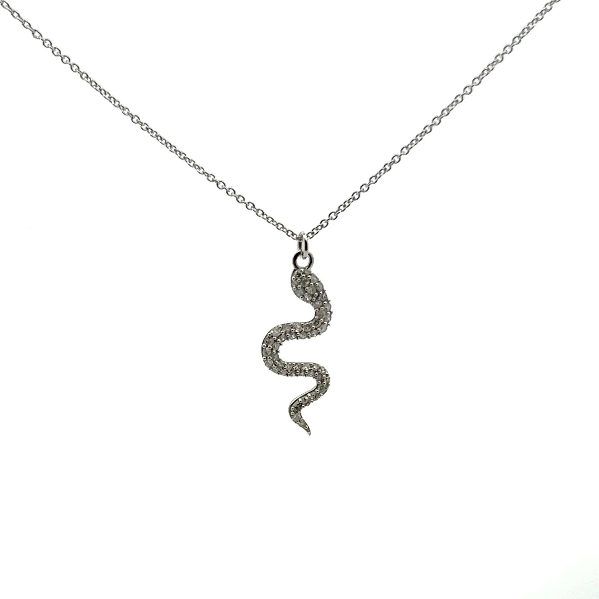 14K White Gold Snake Necklace