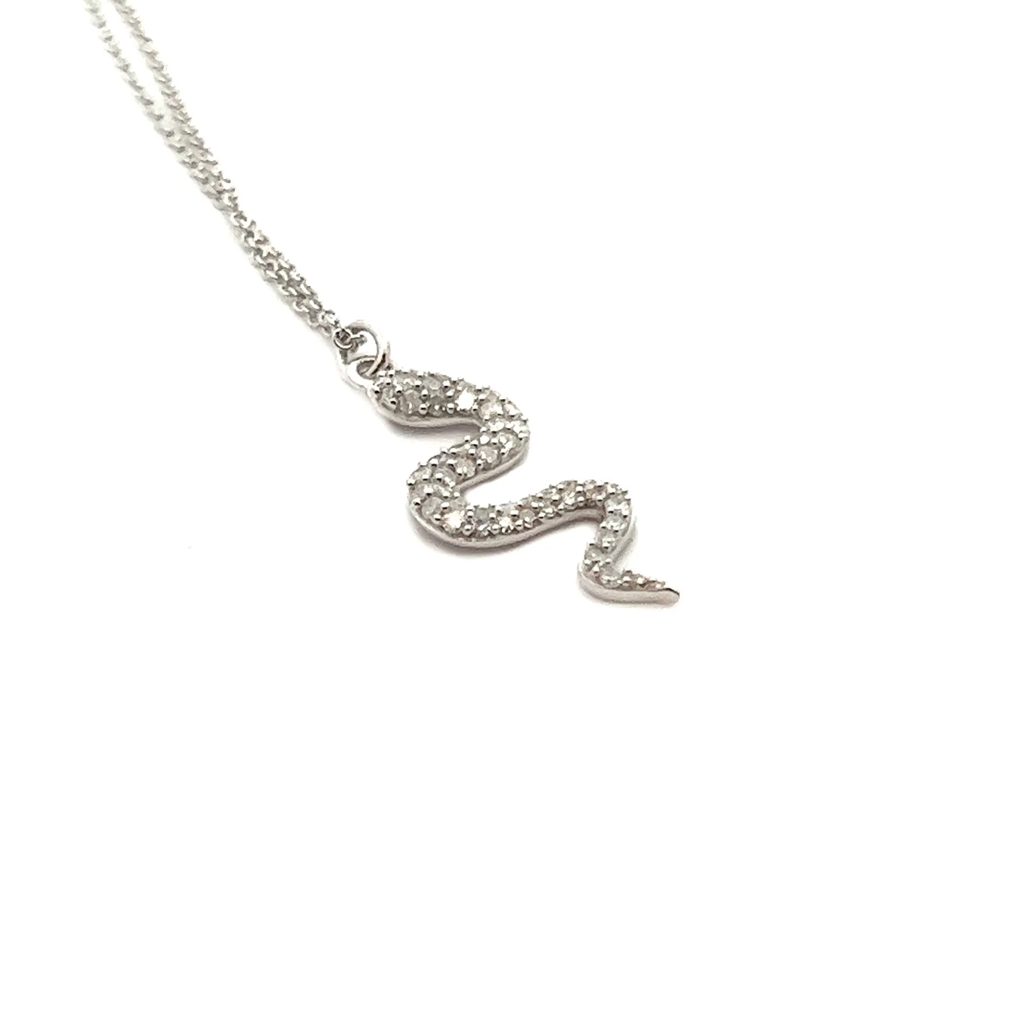14K White Gold Snake Necklace - Image 2