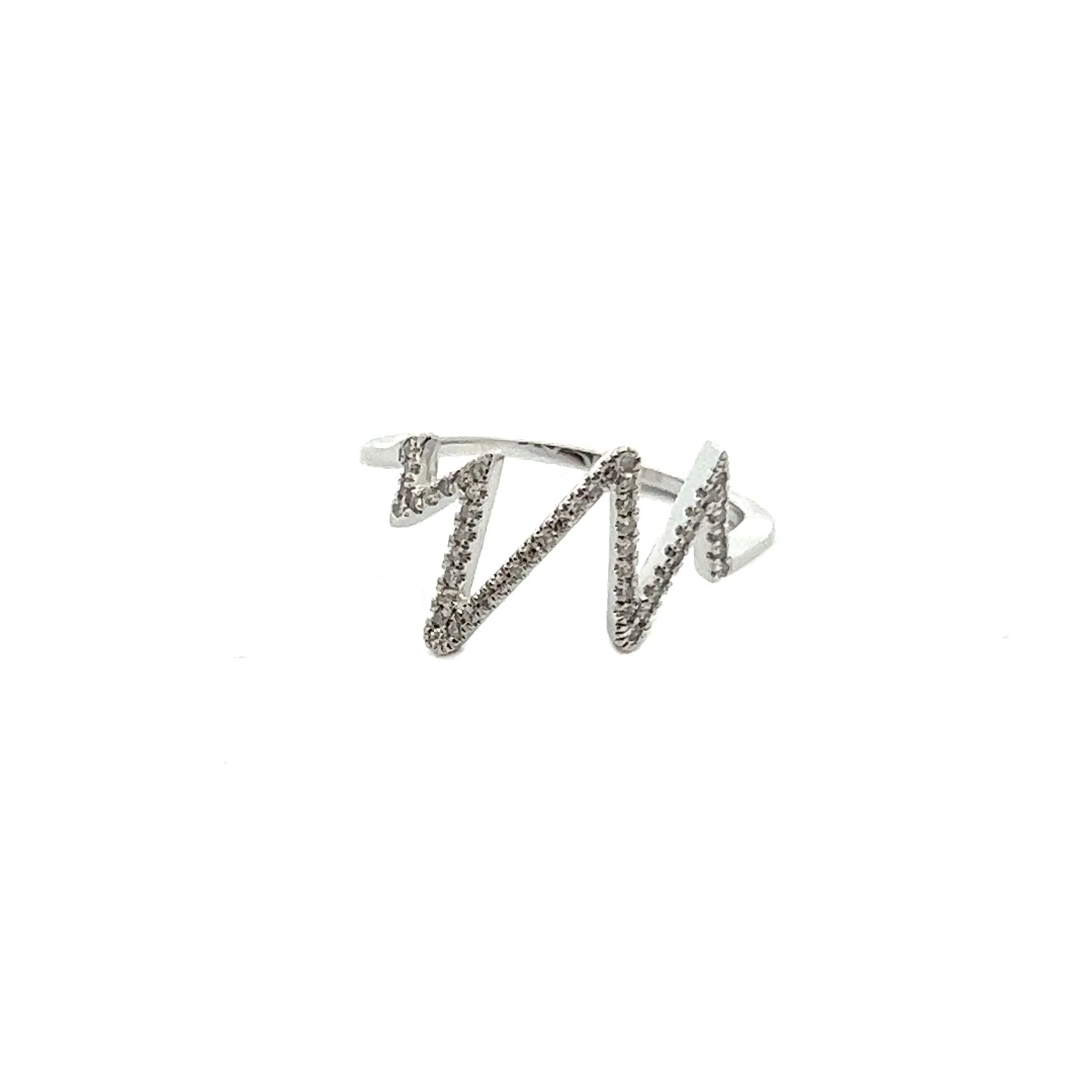 14K White Gold Diamond Heartbeat Ring
