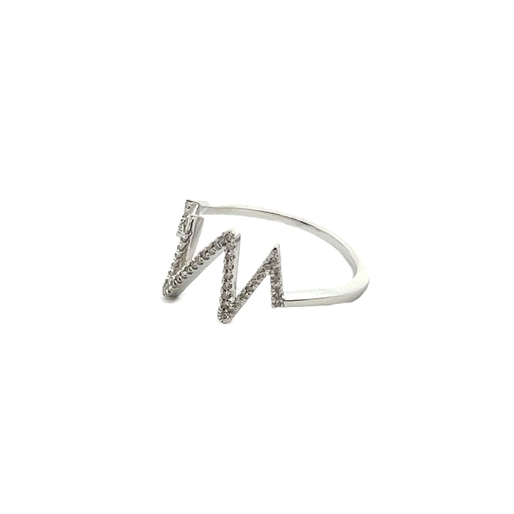 14K White Gold Diamond Heartbeat Ring - Image 2