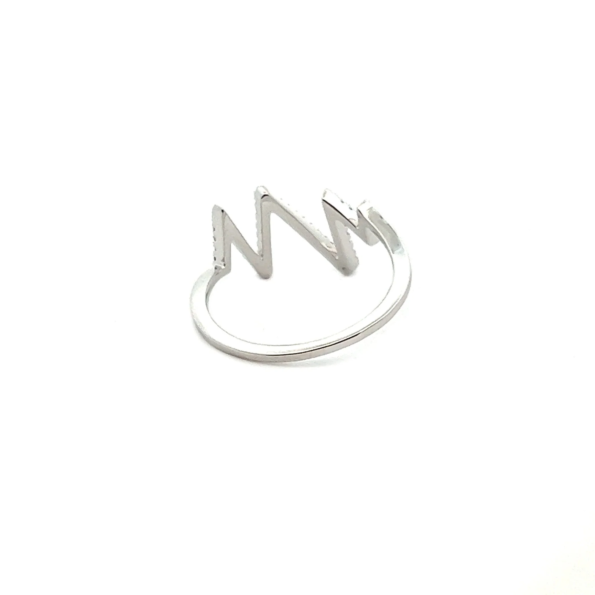 14K White Gold Diamond Heartbeat Ring - Image 3