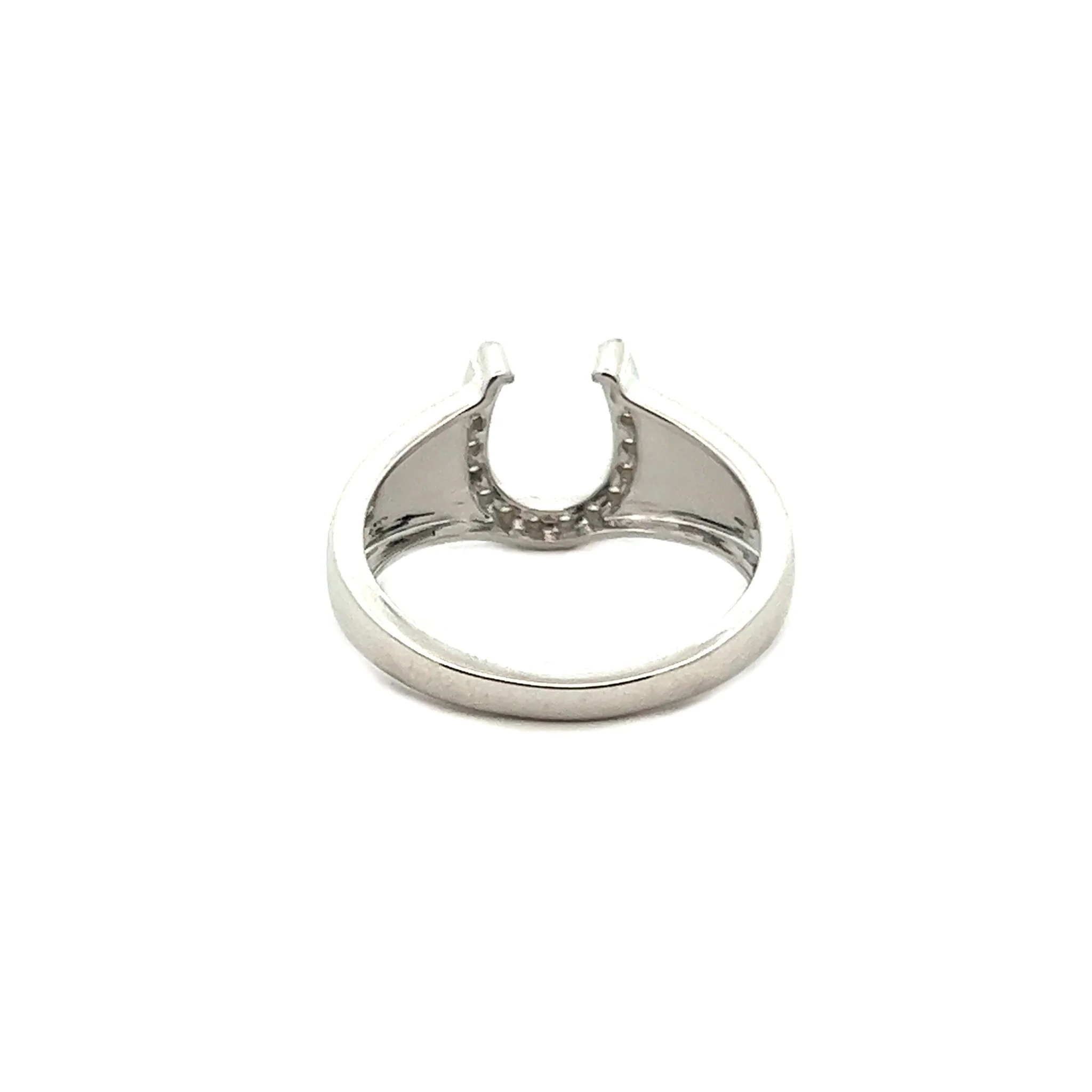 14K White Gold Diamond Horseshoe Ring - Image 2