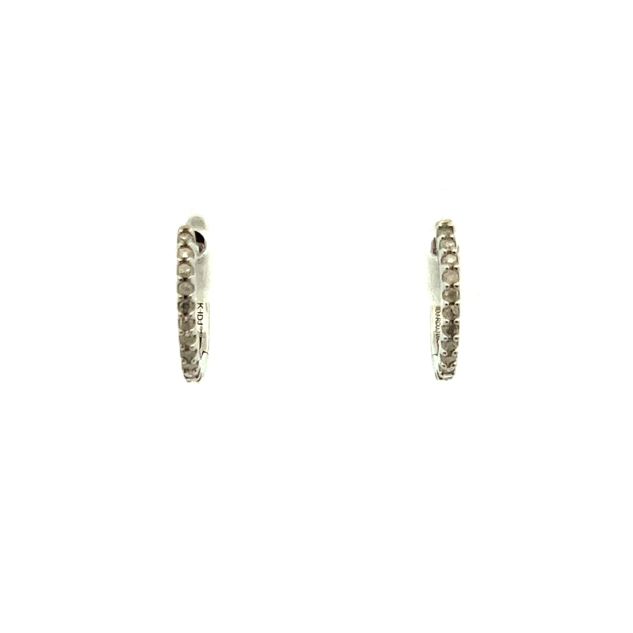 14K White Gold Diamond Mini Hoop Earrings
