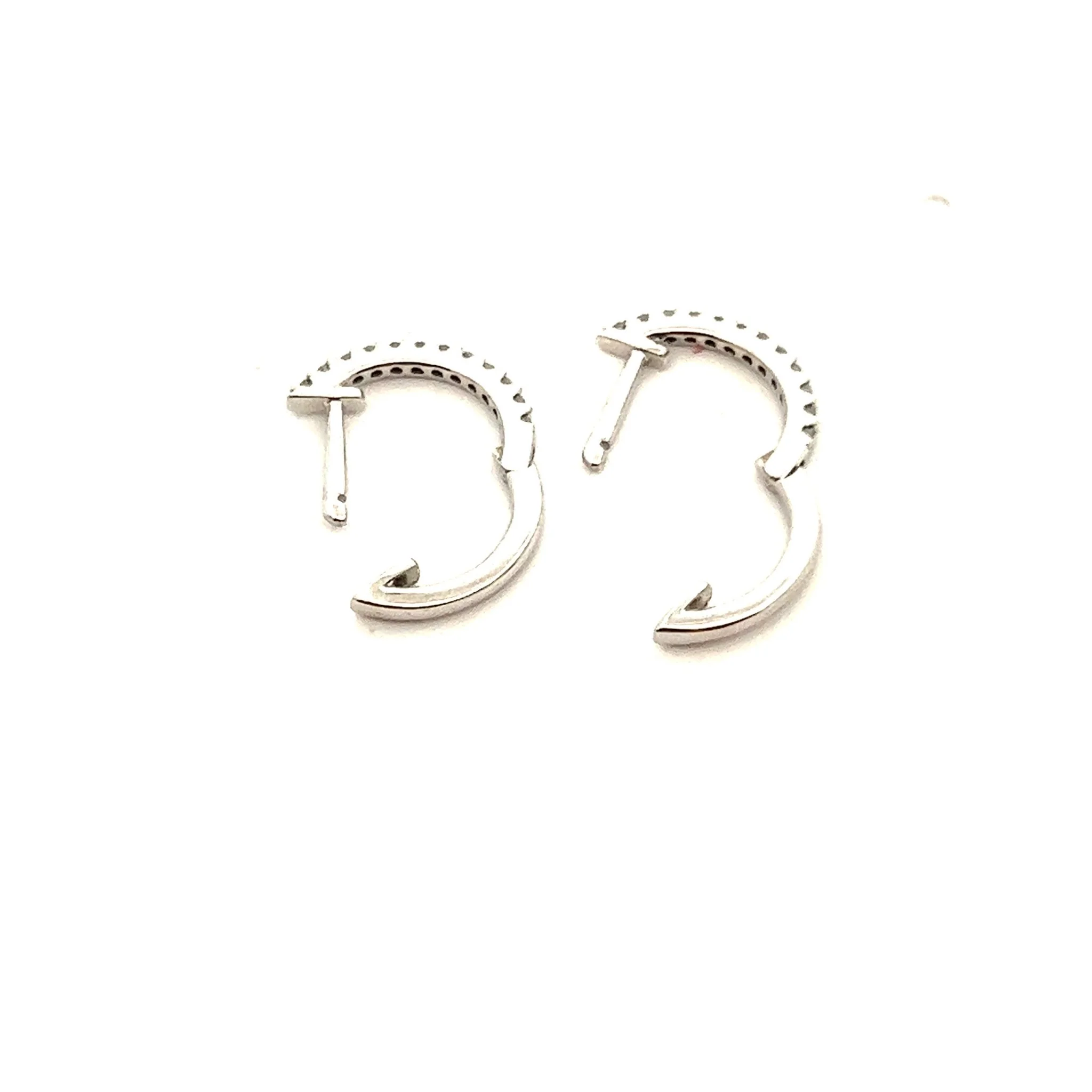 14K White Gold Diamond Mini Hoop Earrings - Image 2