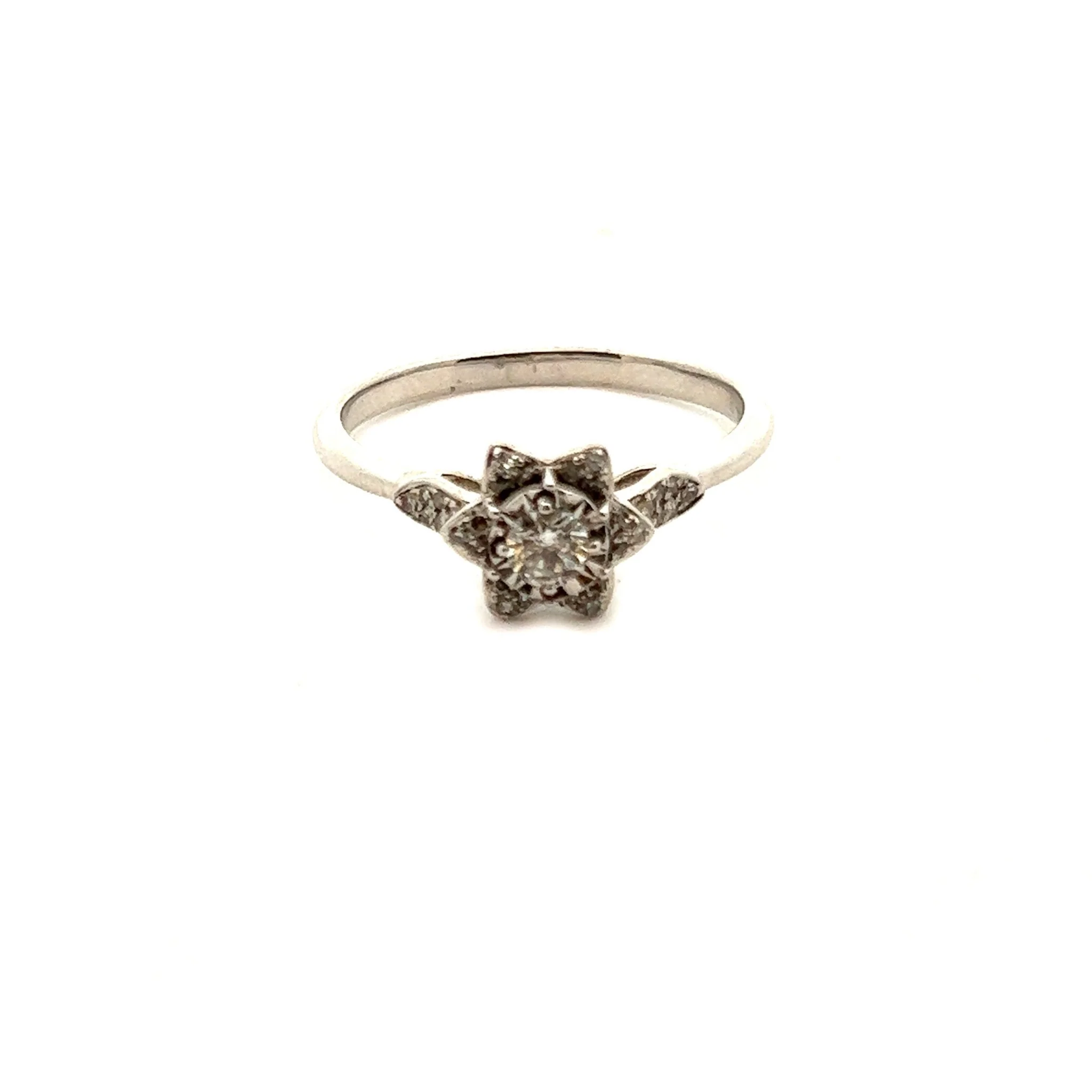 14K White Gold Diamond Promise Ring