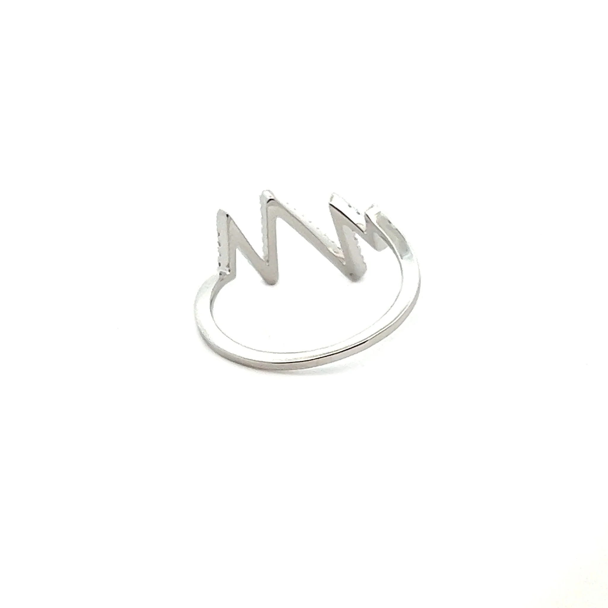 14K White Gold Jagged Bolt Ring - Image 3