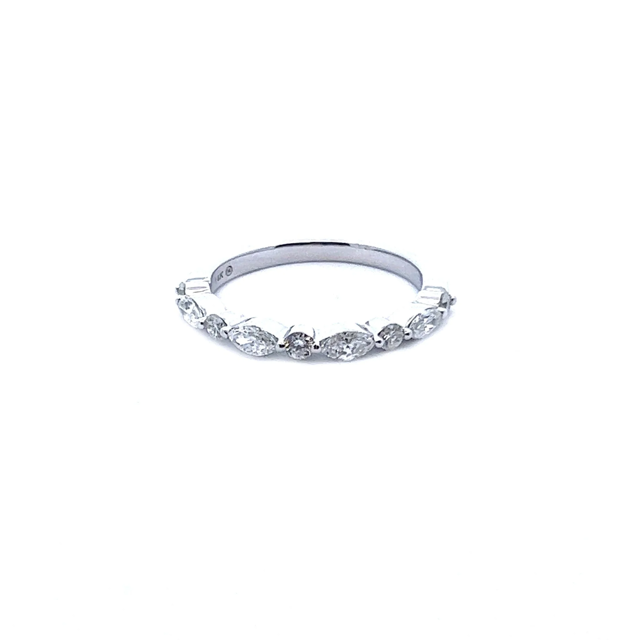 14K White Gold Marquise & Round Diamond Ring