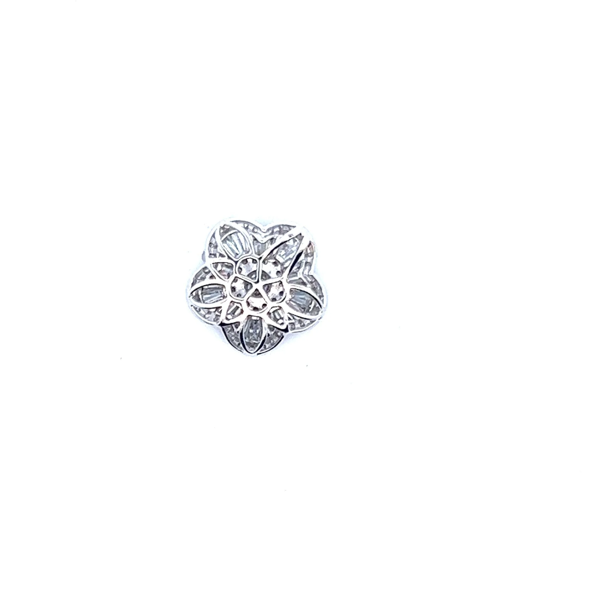 14K White Gold Round and Baguette Cut Diamond Pendant - Image 2