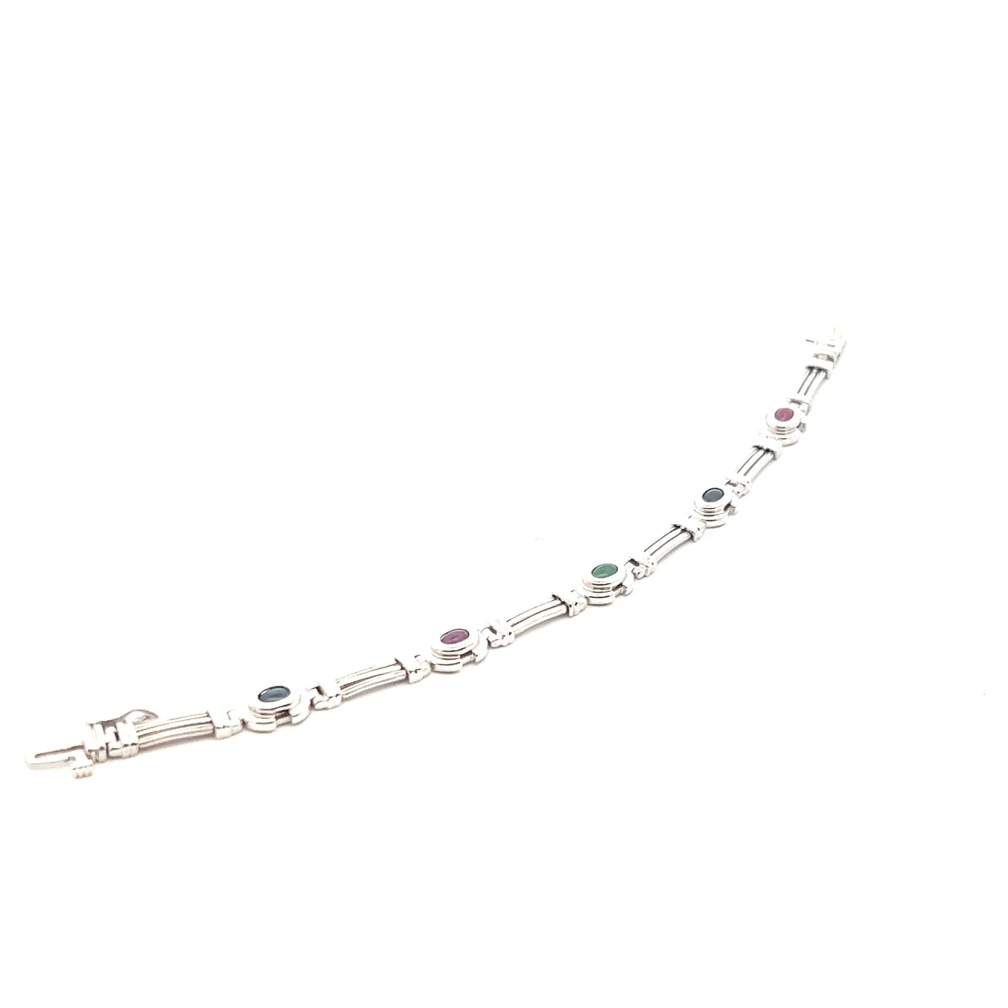14k White Gold Ruby and Sapphire Bracelet - Image 3