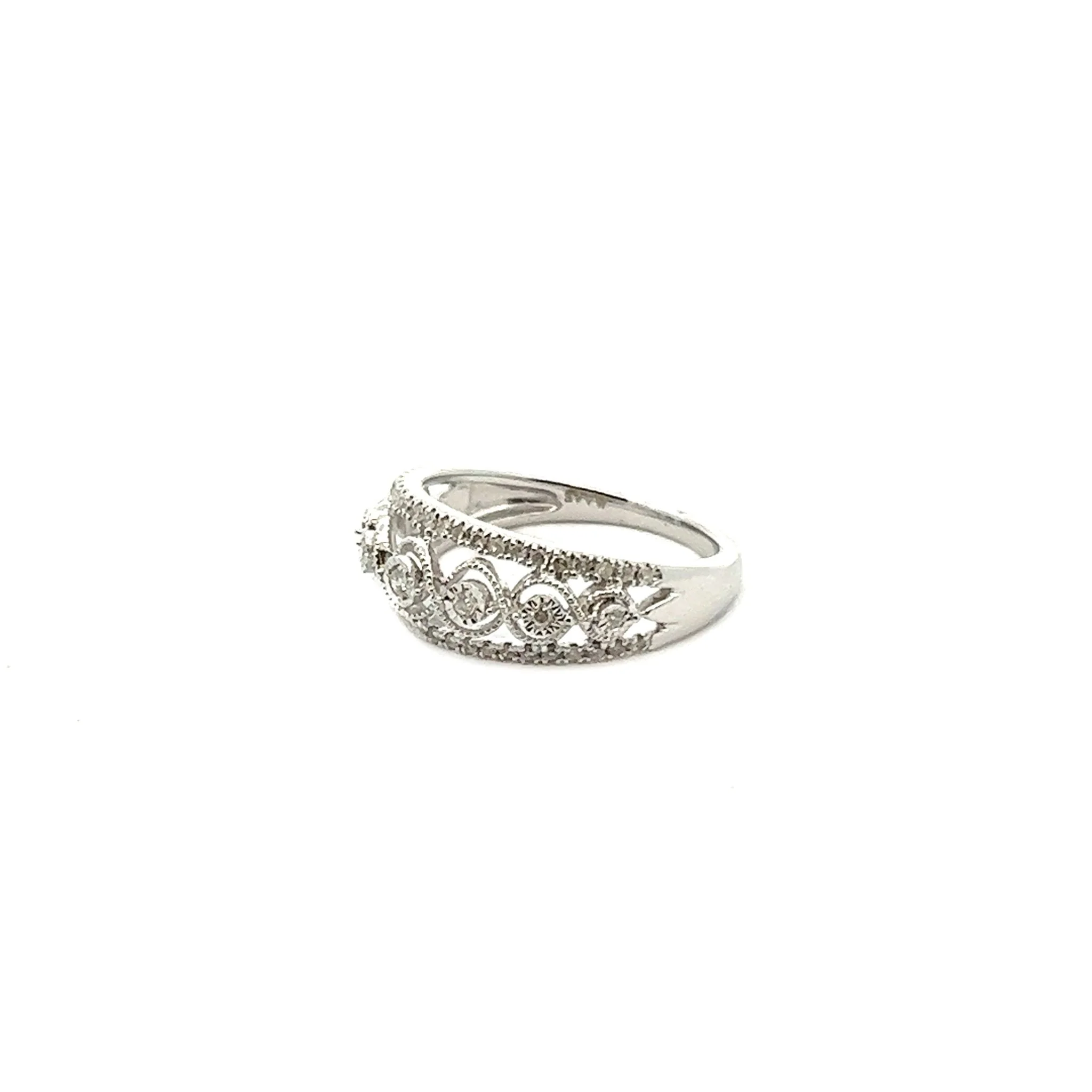 14K White Gold Spiral Diamond Ring - Image 2