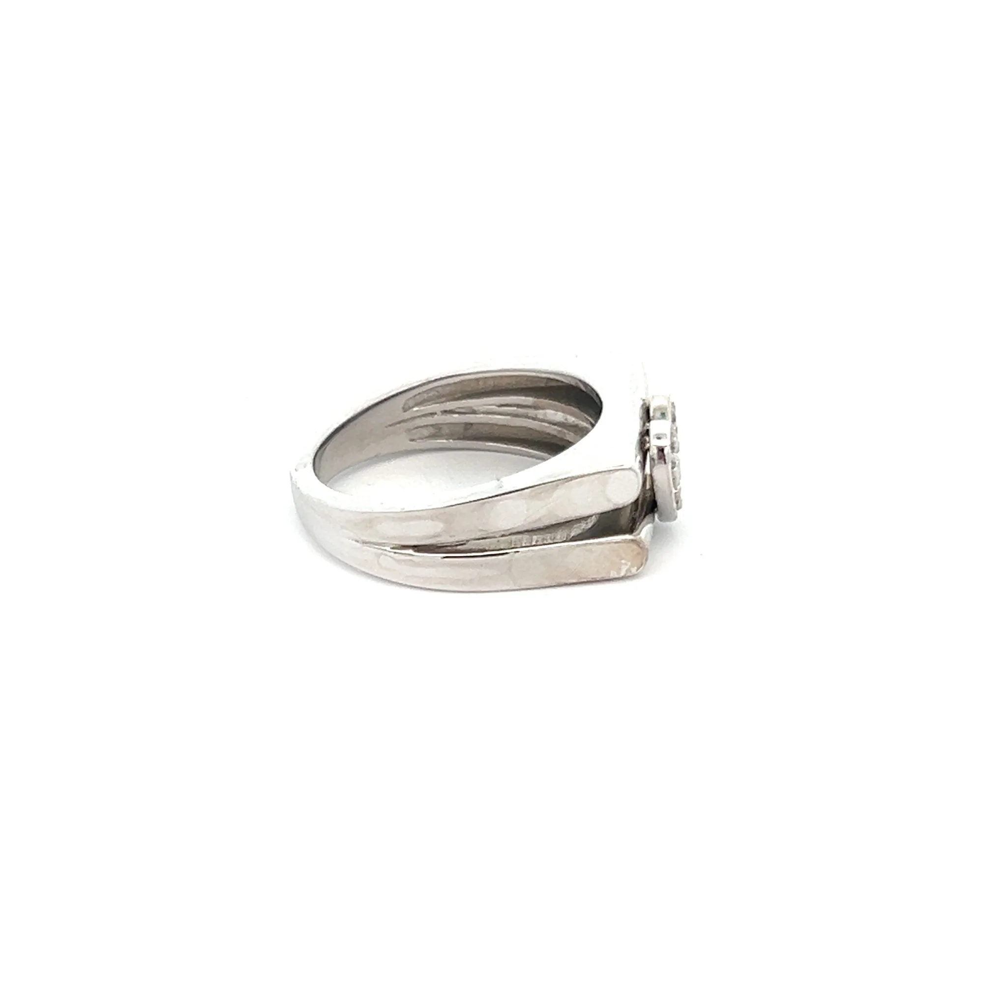 14K White Gold Split Ring with Diamond Heart - Image 2