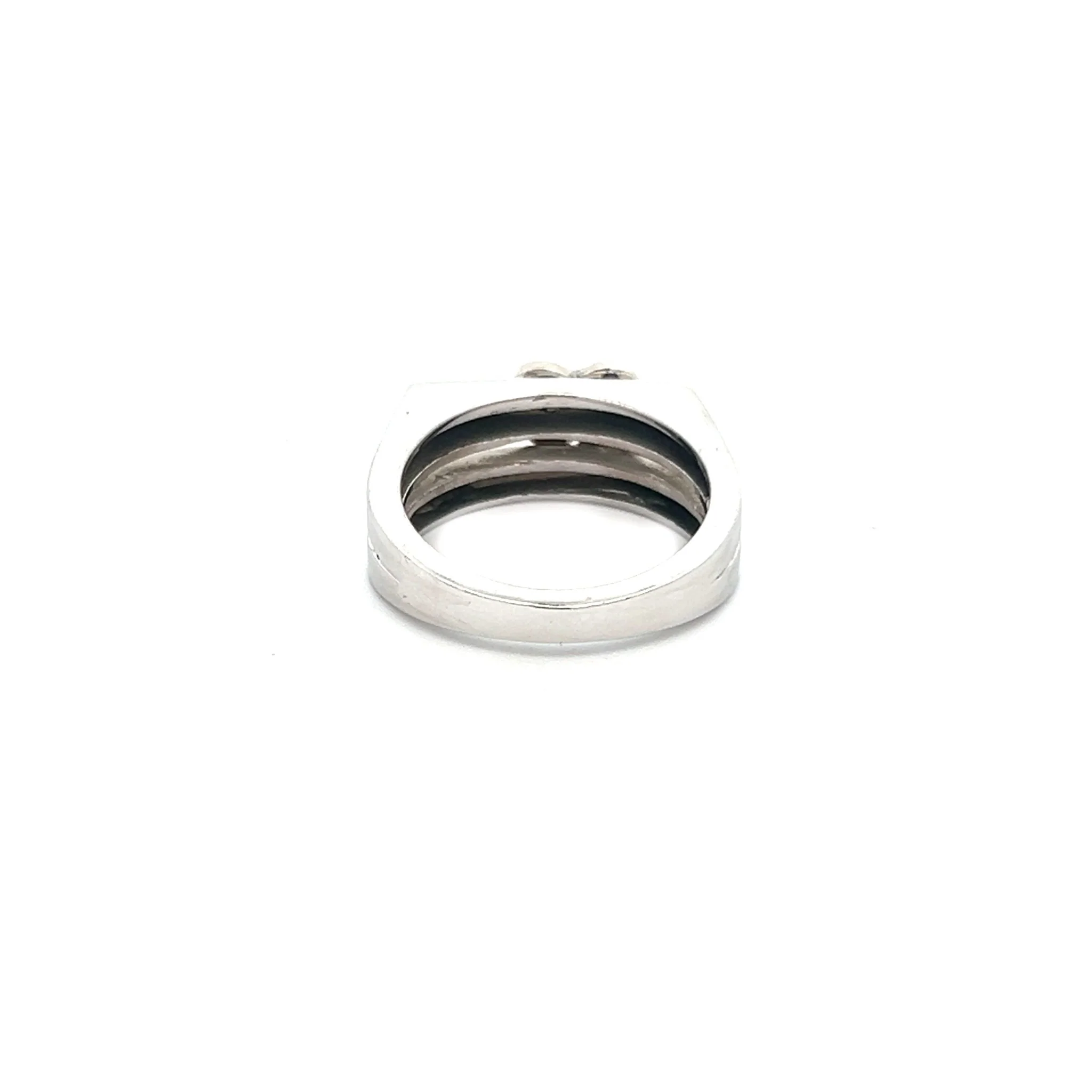 14K White Gold Split Ring with Diamond Heart - Image 3