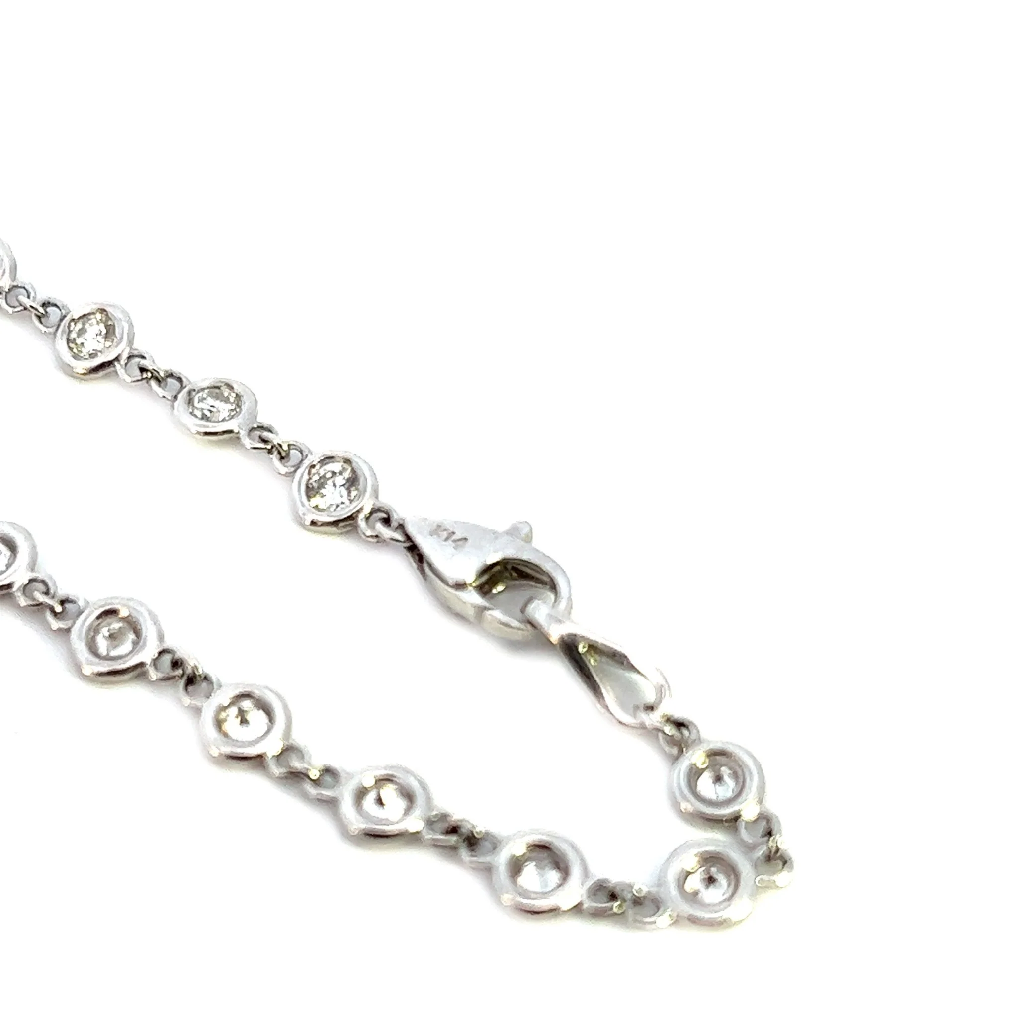 14k White Gold Station Necklace with Diamonds - Image 3
