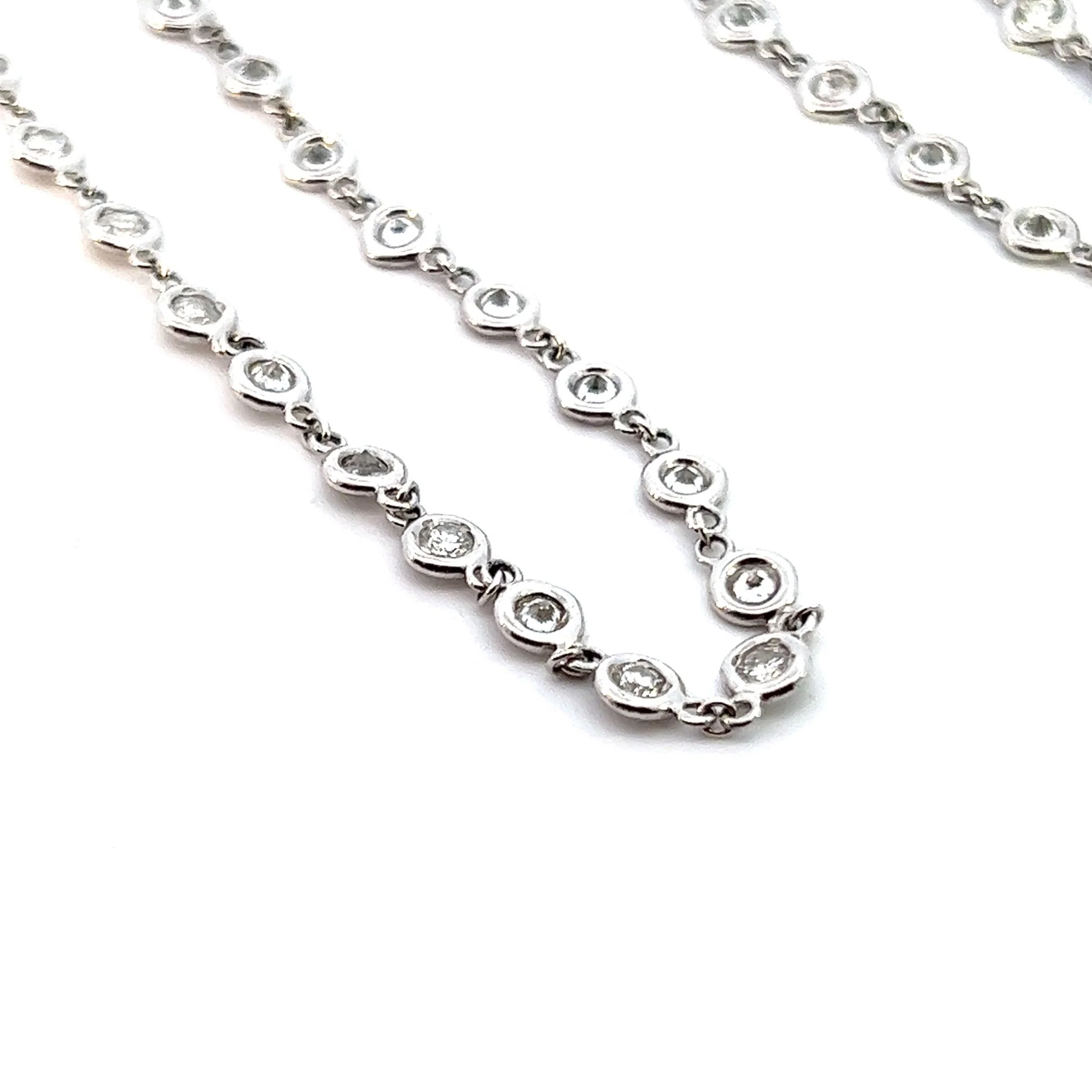 14k White Gold Station Necklace with Diamonds - Image 4