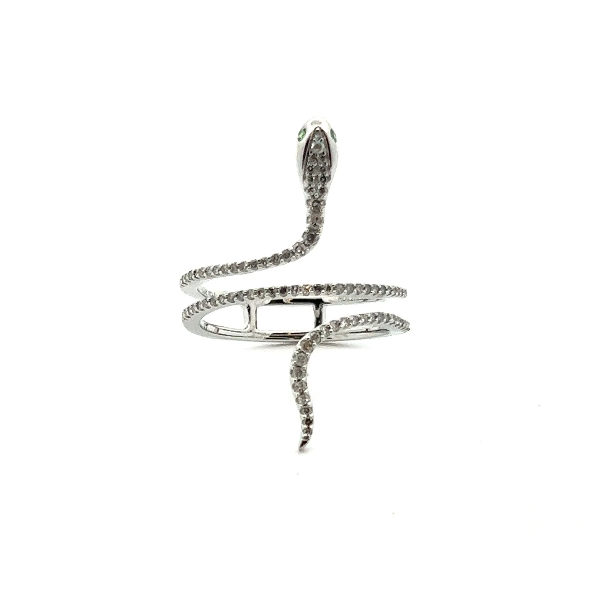 14K White Gold Furled Snake Ring