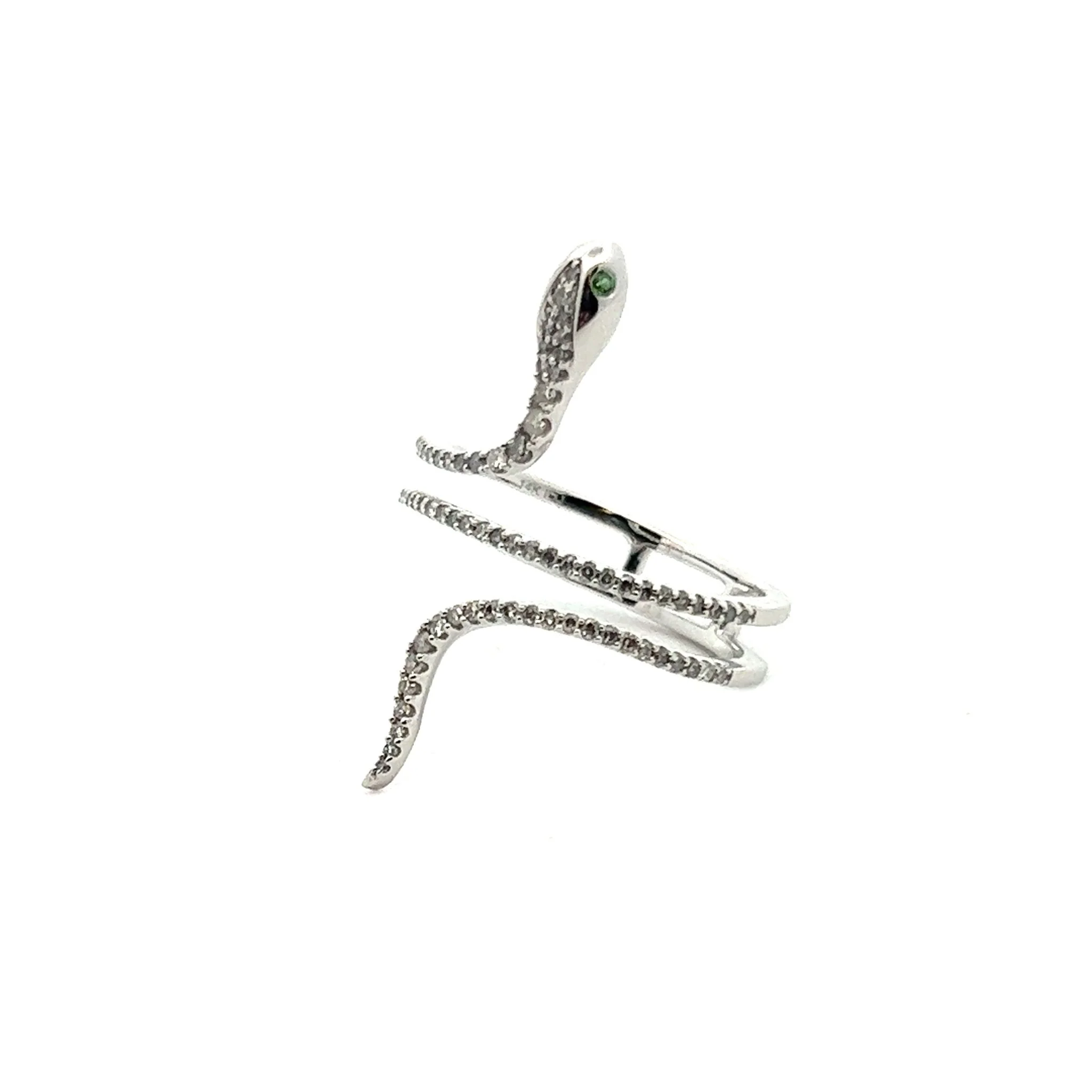 14K White Gold Furled Snake Ring - Image 2