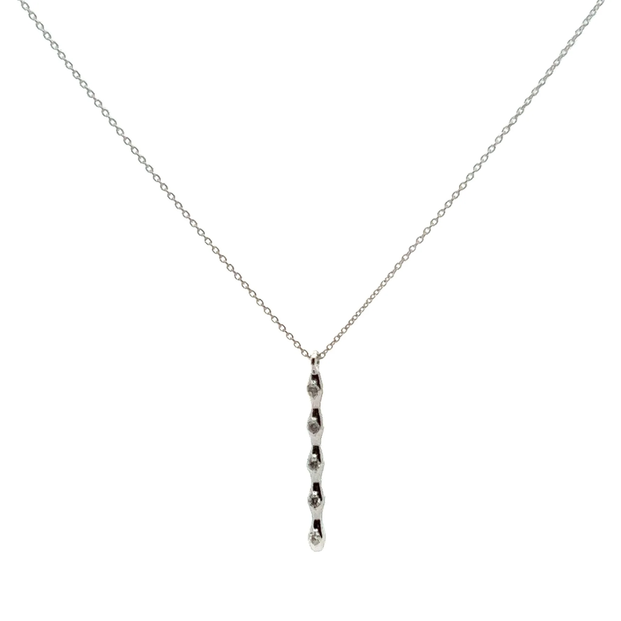 14K White Gold Stem Pendant Diamond Necklace