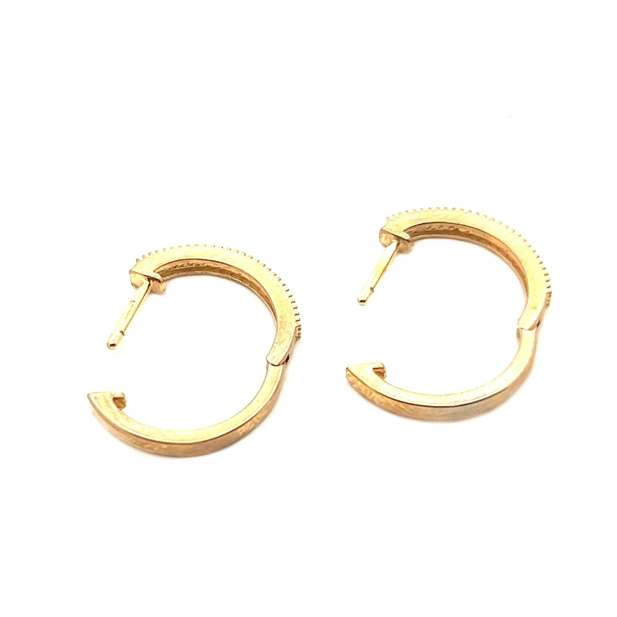 14K Yellow Gold Diamond Hoop Earrings - Image 2