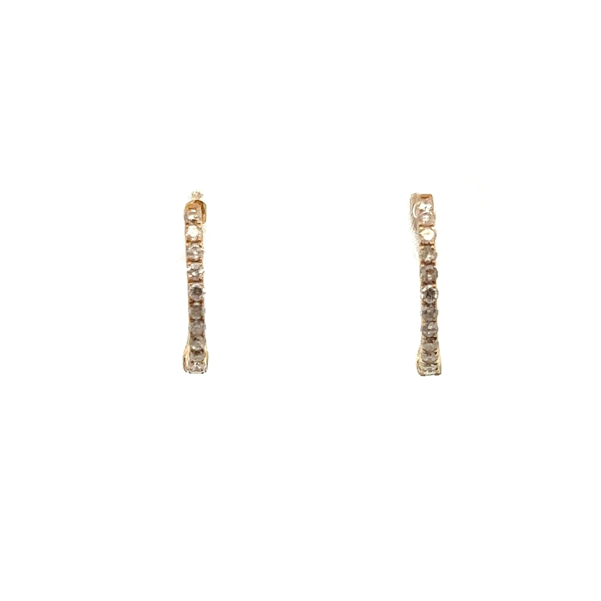 14K Yellow Gold Diamond Mini Hoop Earrings