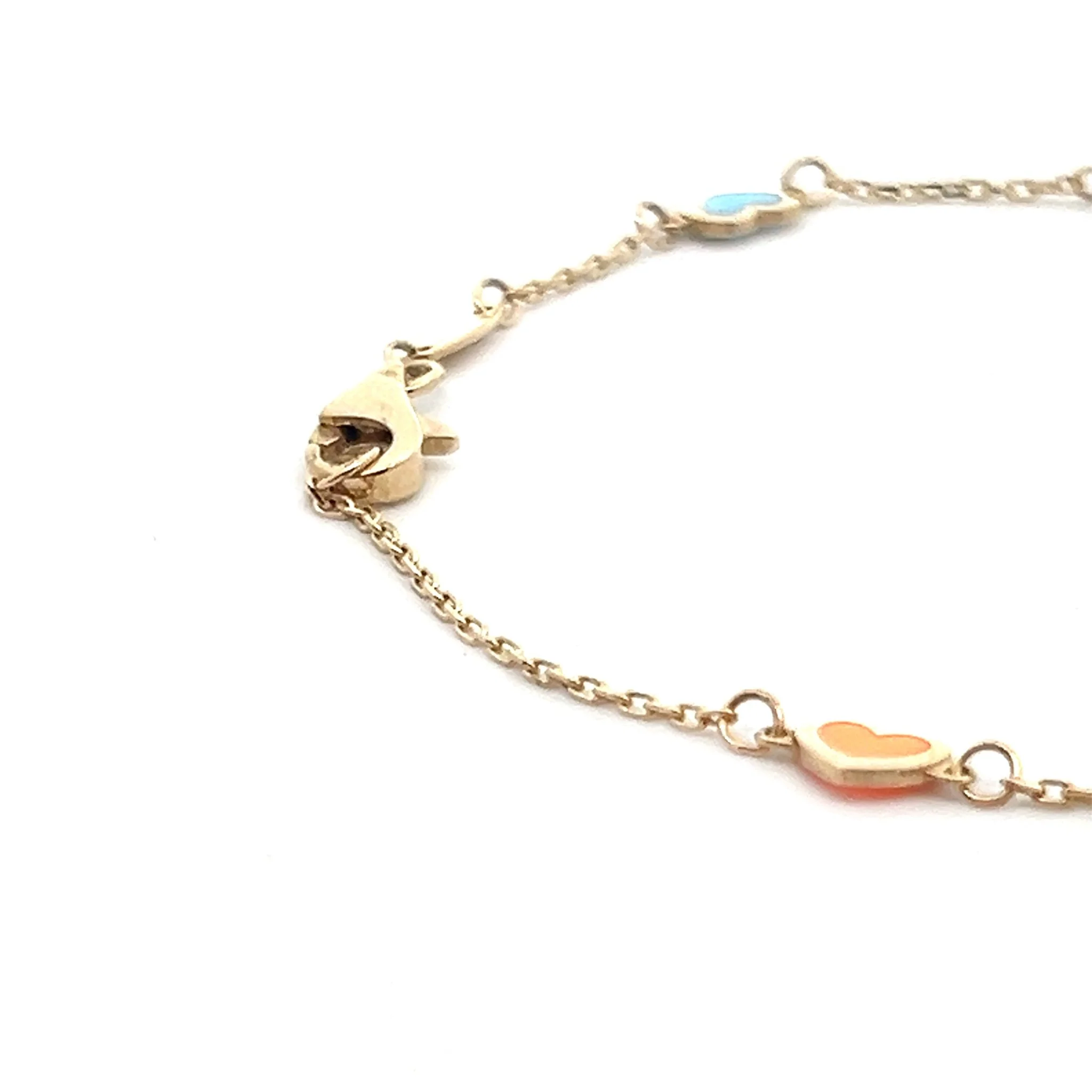 14k Yellow Gold Enamel Charm Bracelet - Image 3