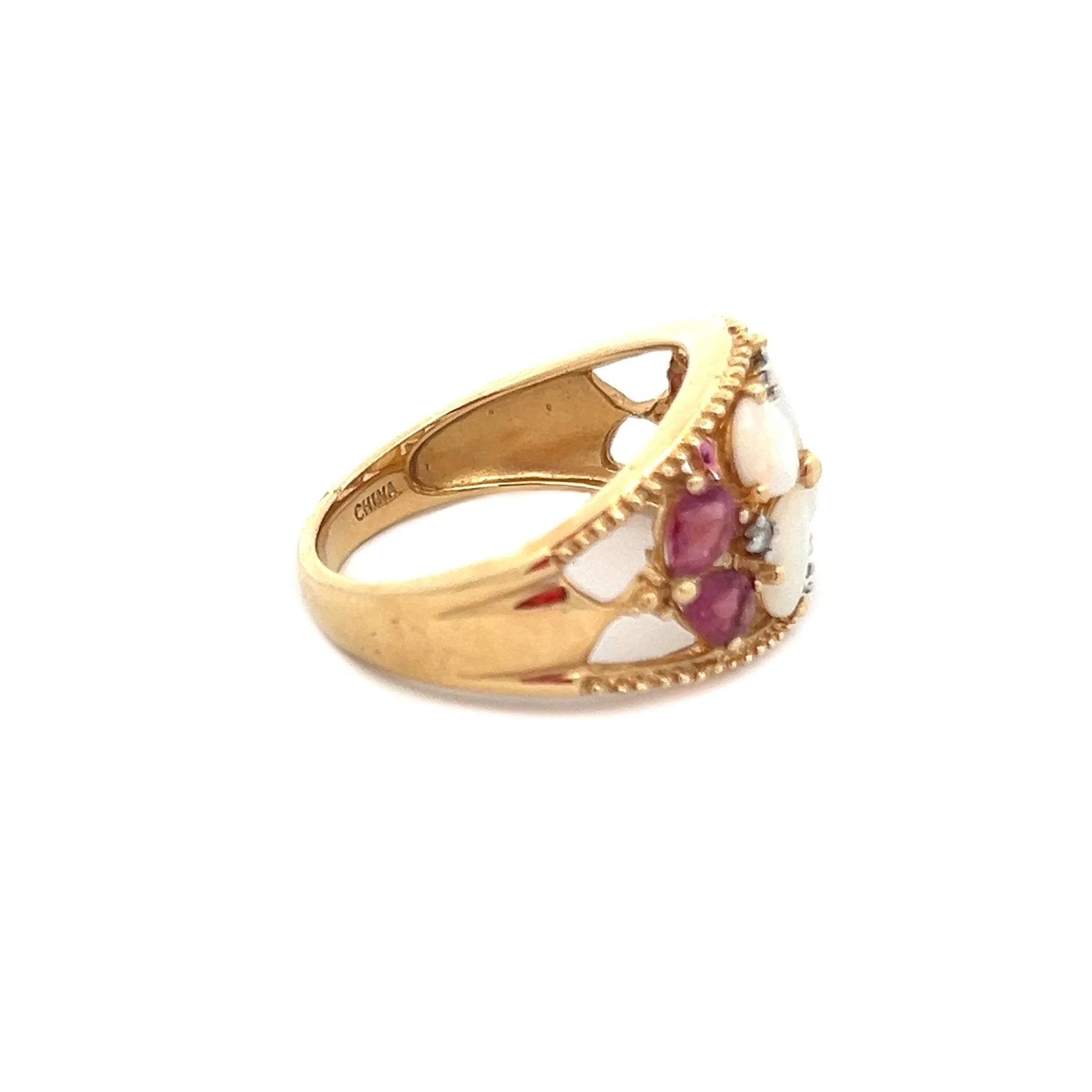 14K Yellow Gold Toumaline and Opal Ring - Image 2