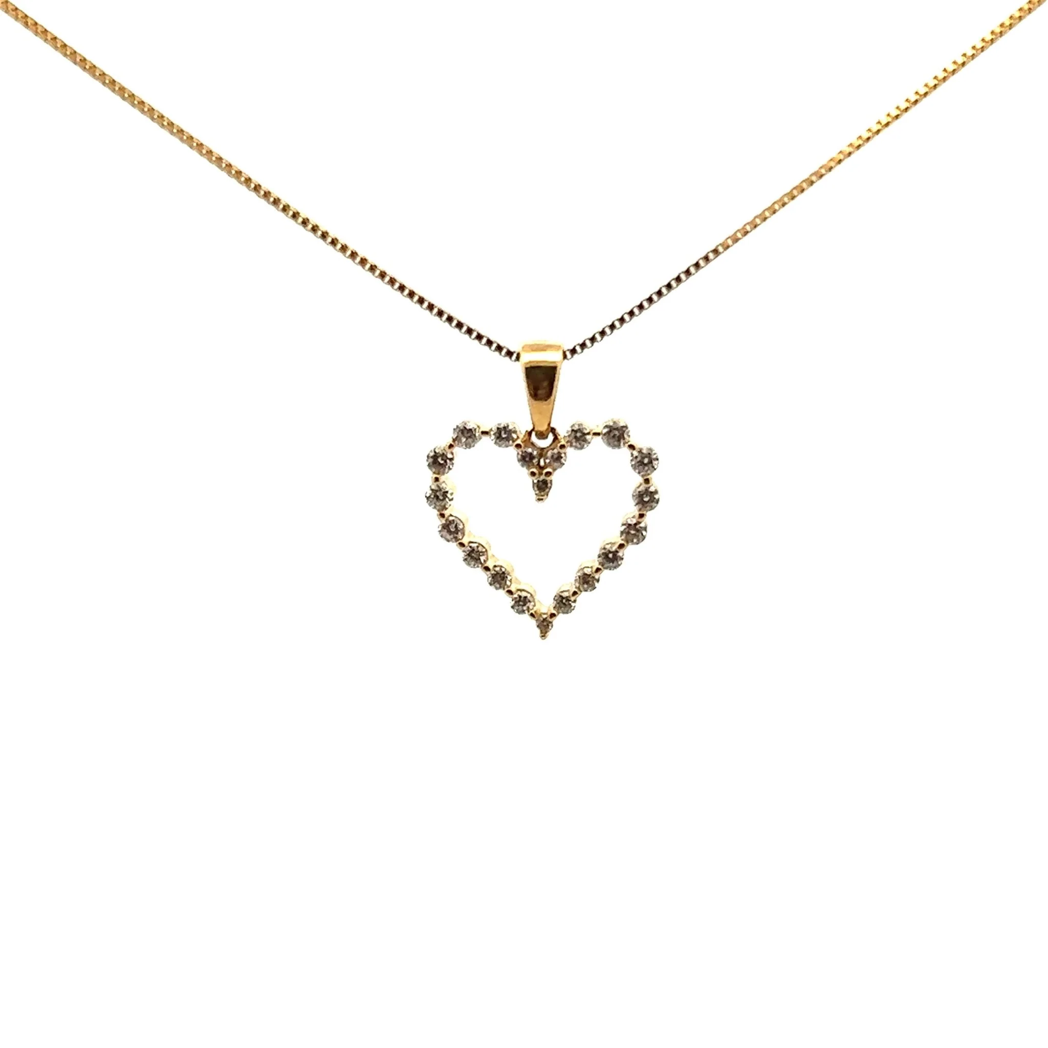 14k Yellow Gold Lab Diamond Heart Necklace