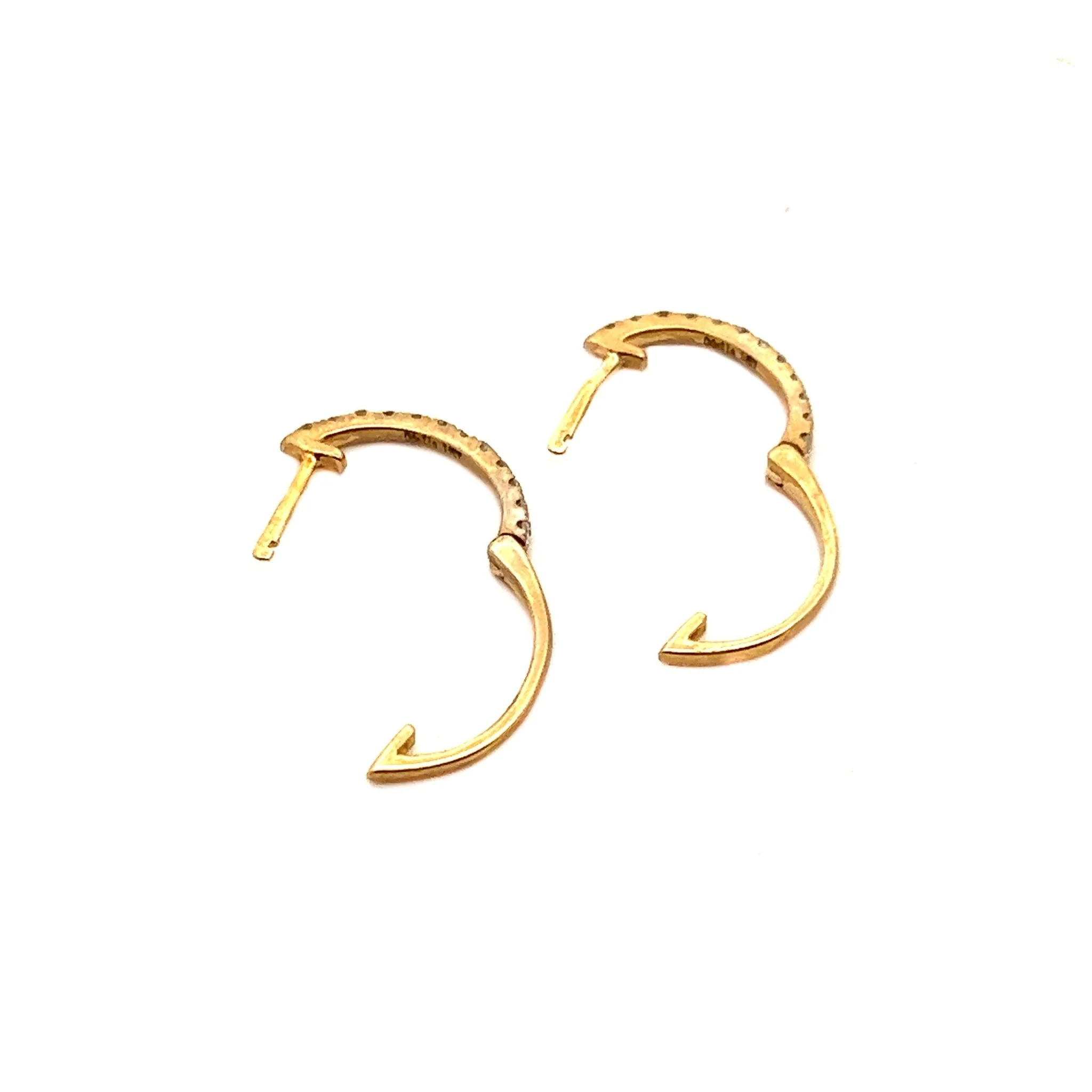 14K Yellow Gold Medium Hoop Diamond Earrings - Image 2