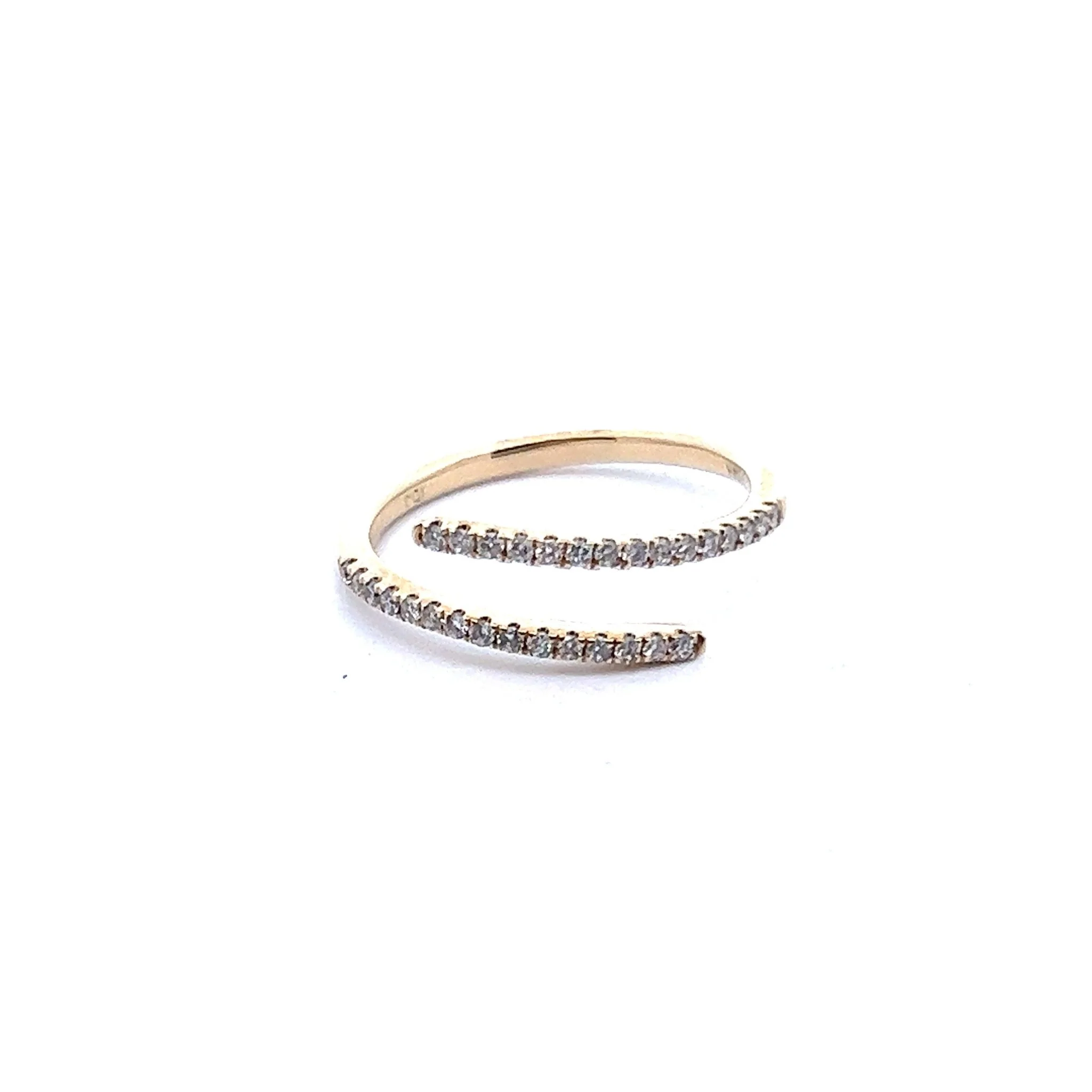 14K Yellow Gold Open Bypass Diamond Ring