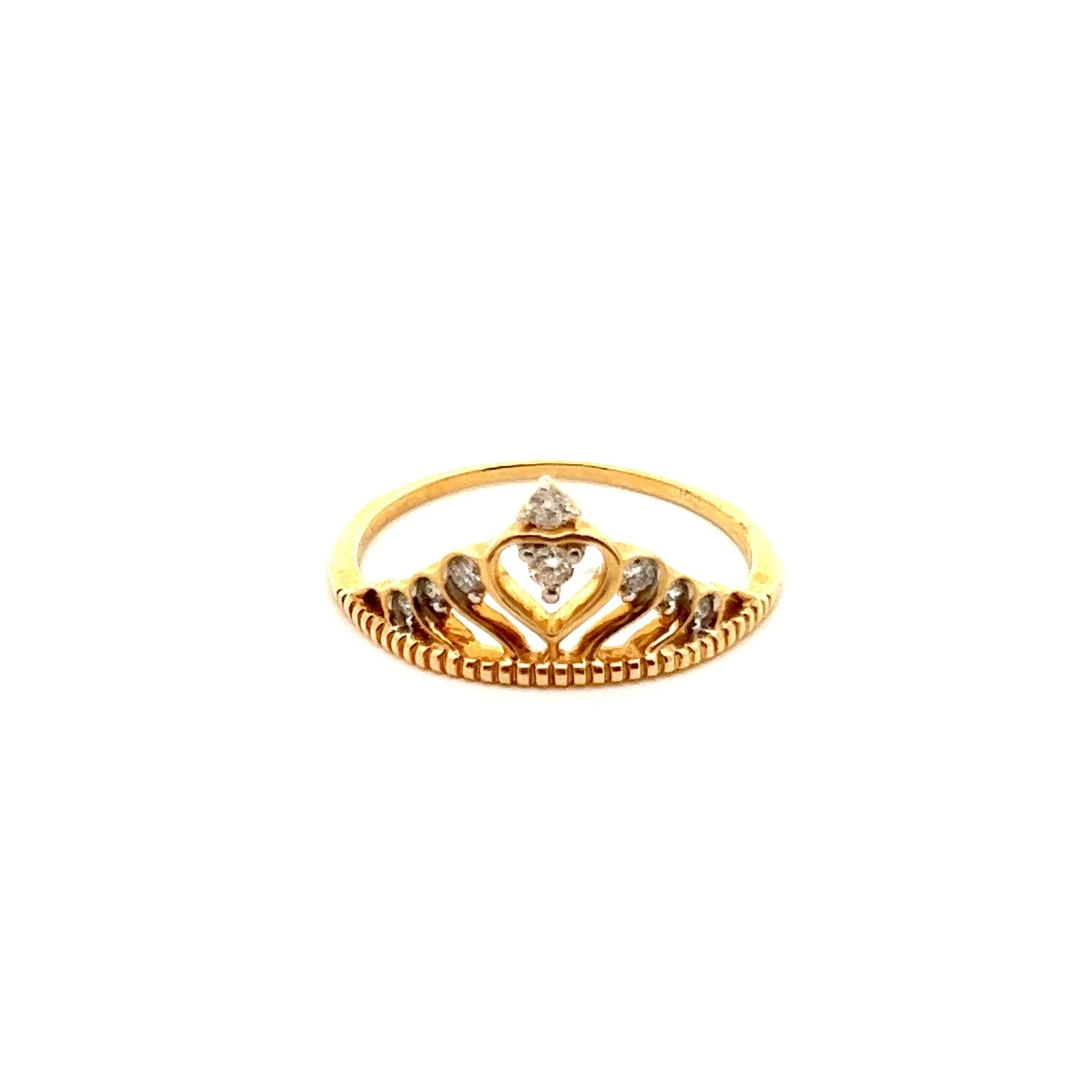 14K Yellow Gold Princess Tiara Diamond Ring
