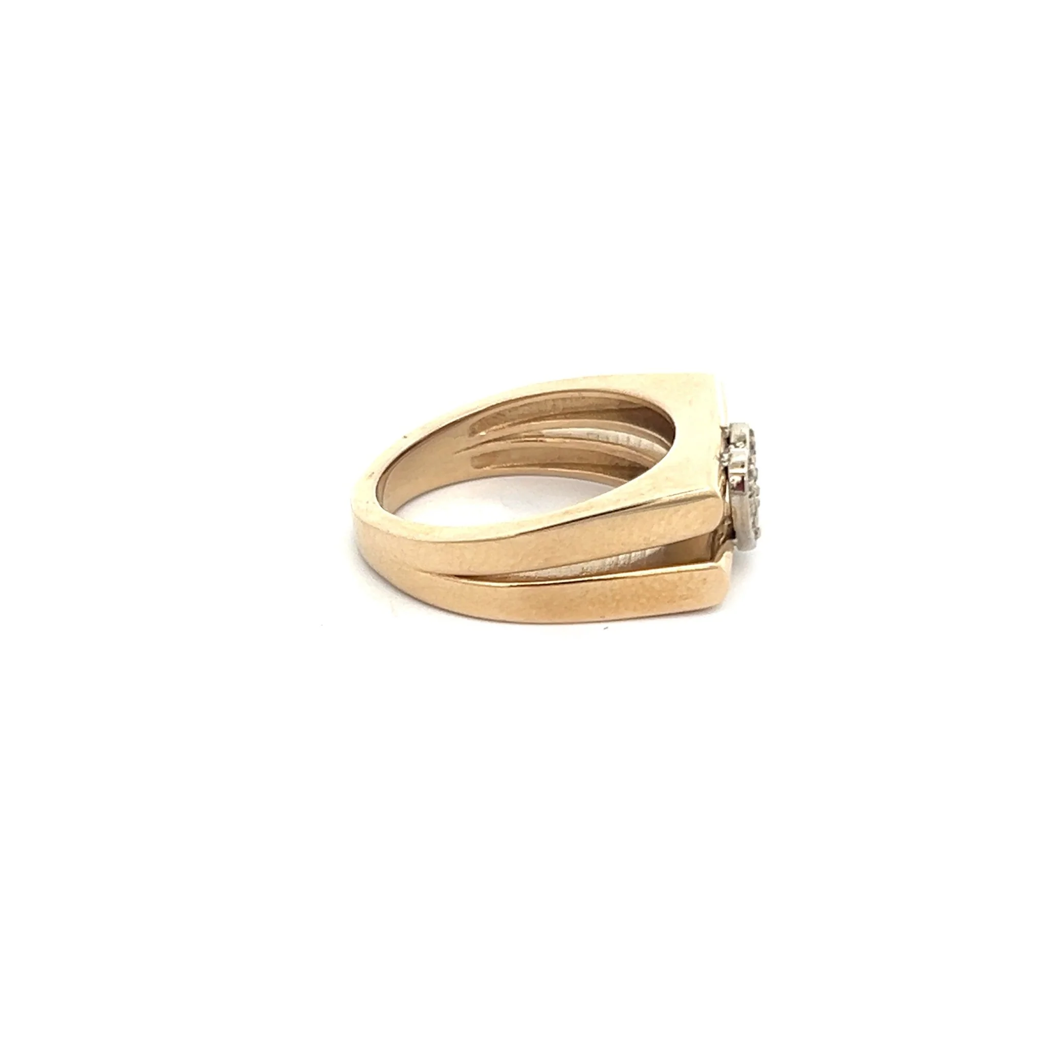 14K Yellow Gold Split Ring with Diamond Heart - Image 2
