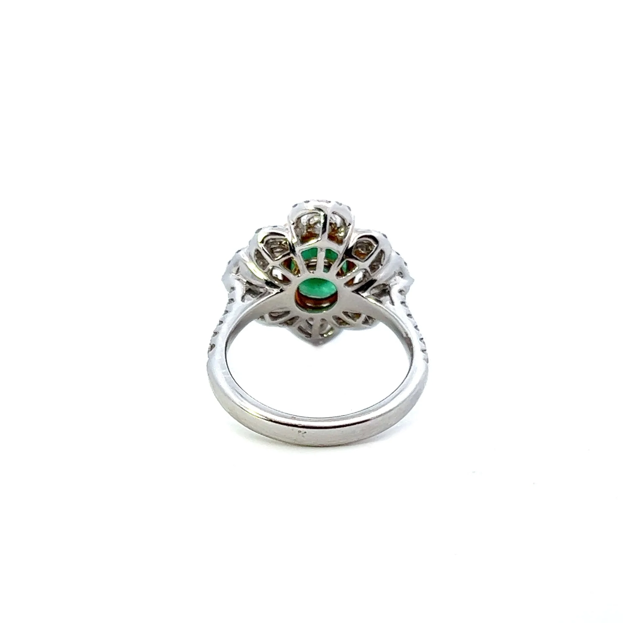 18K Two Tone Emerald and Diamond Ring - Image 3