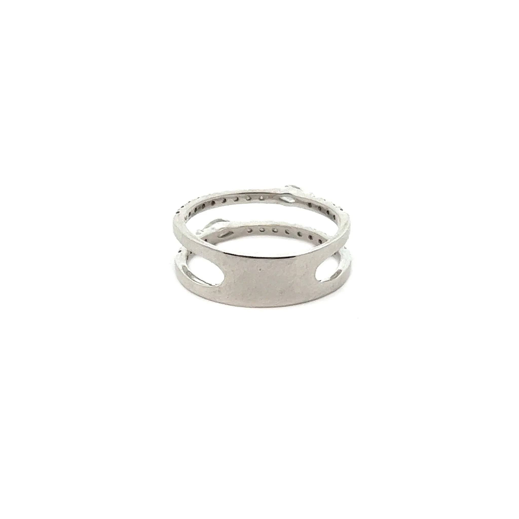 18K White Gold Double Diamond Open Ring - Image 3