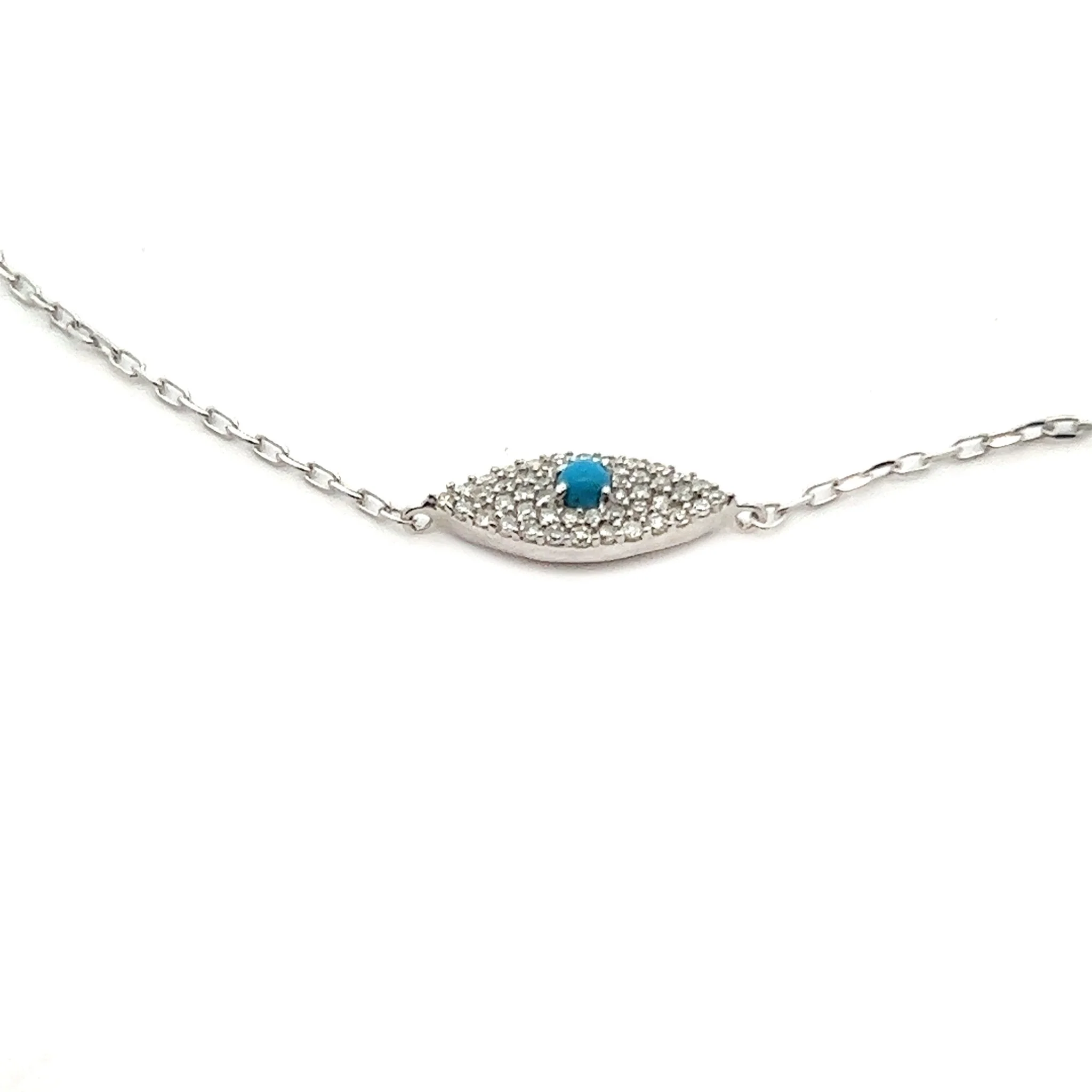 18K White Gold Evil Eye Necklace - Image 2