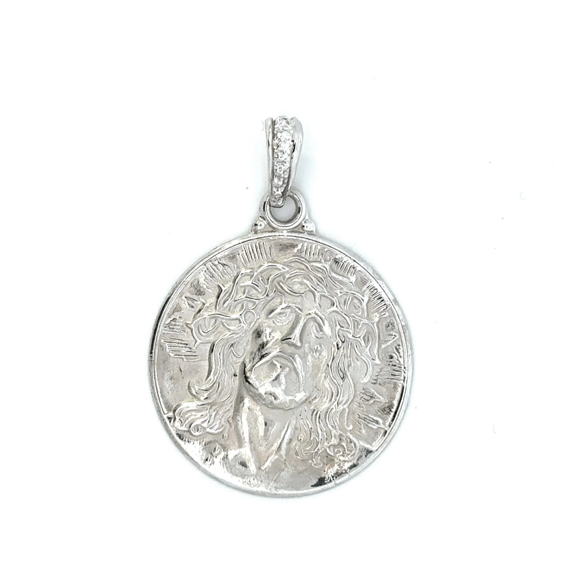 Christ Head in fourteen Karat White Gold 27mm