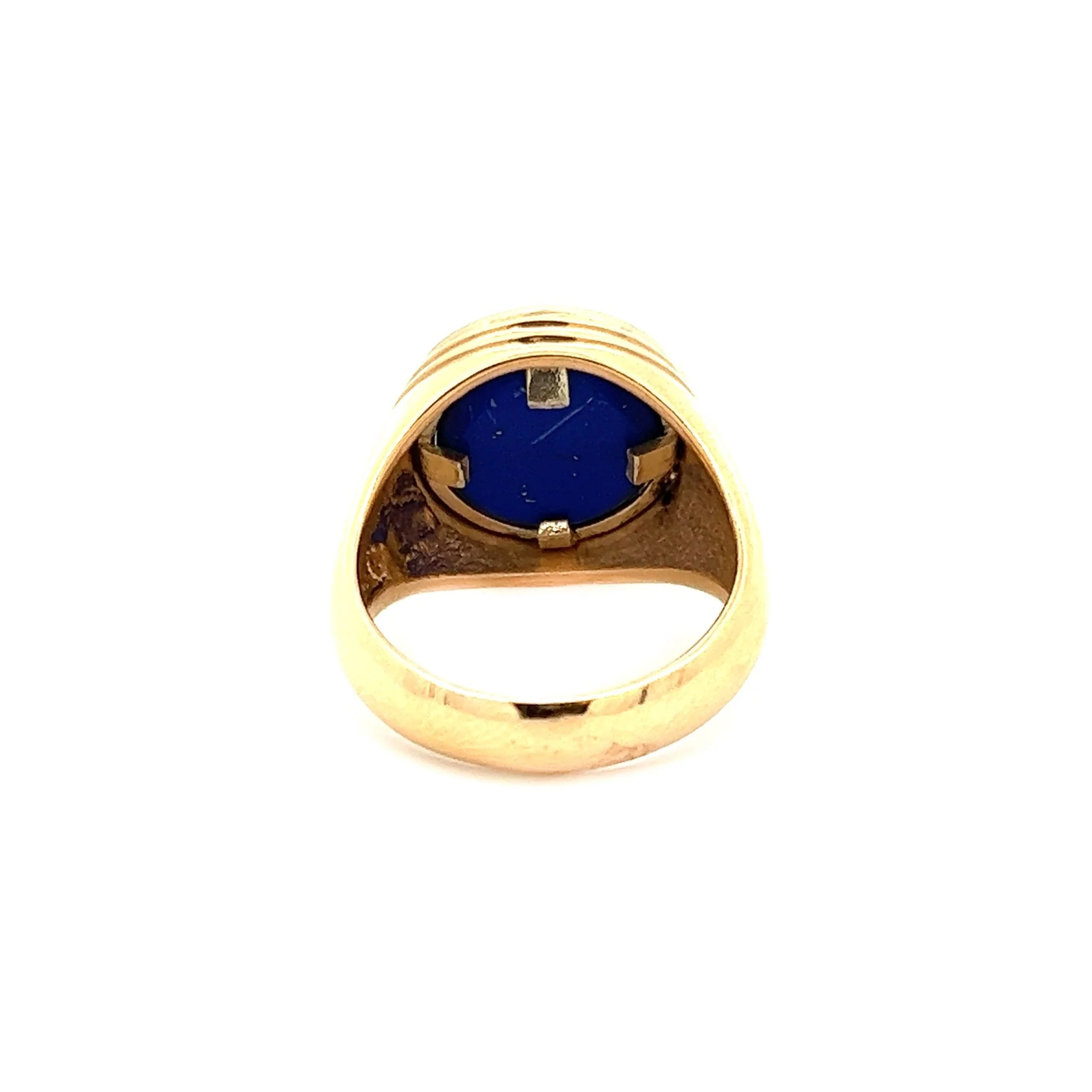 18K Gold Custom Sicilian Trinacria Ring with Blue Lapis - Image 3