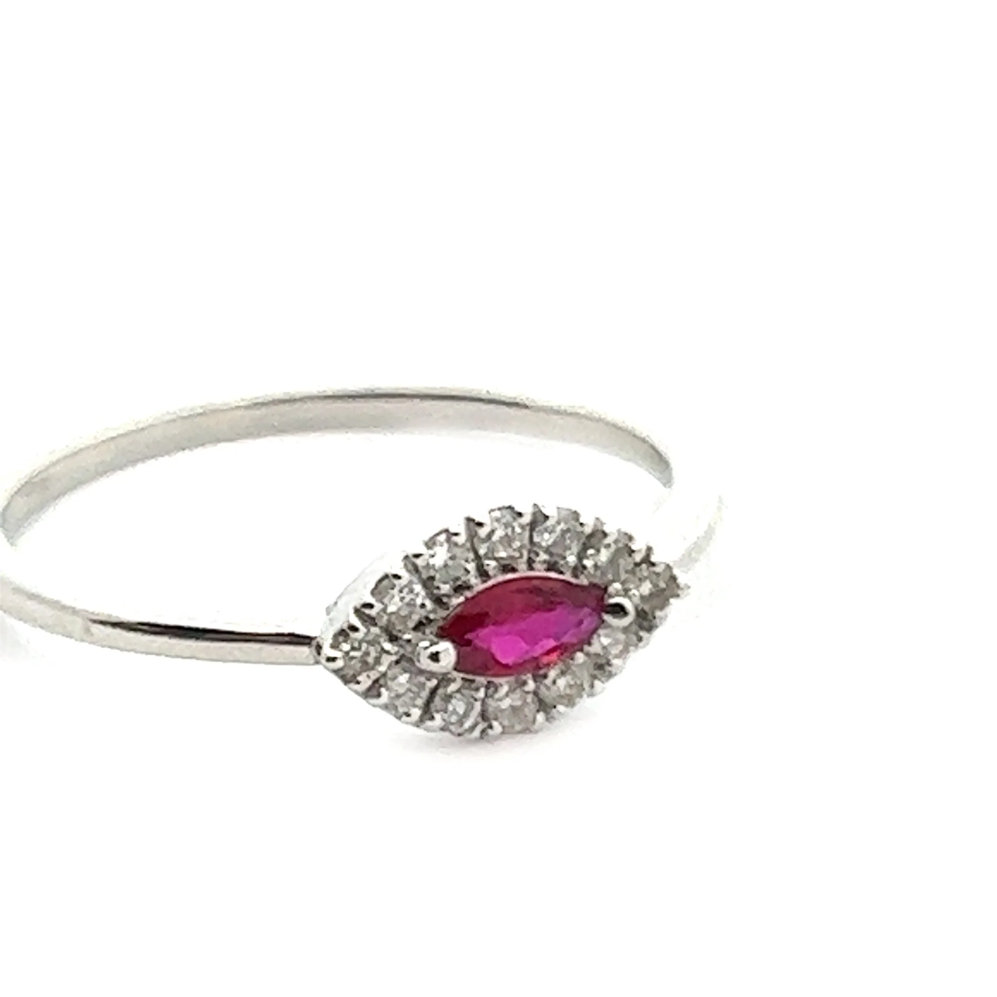 18K White Gold Ruby Diva Evil Eye Ring - Image 3