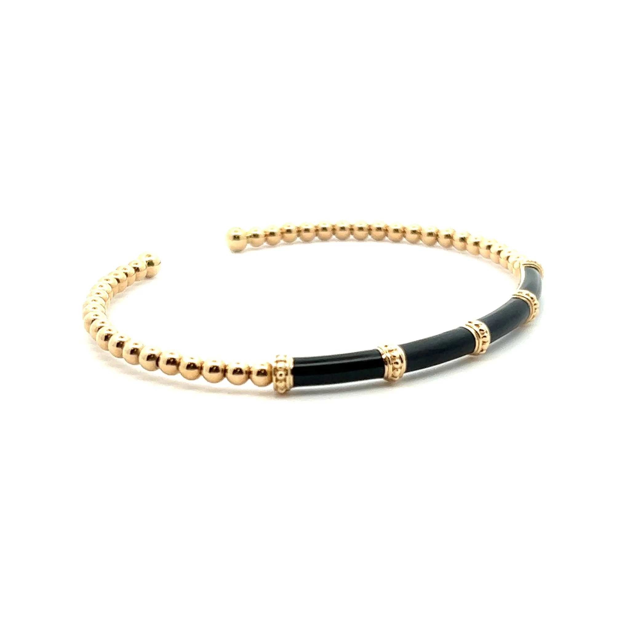 Gabriel & Co. 14k Yellow Gold Bujukan Bangle Bracelet with Black Enamel - Image 2
