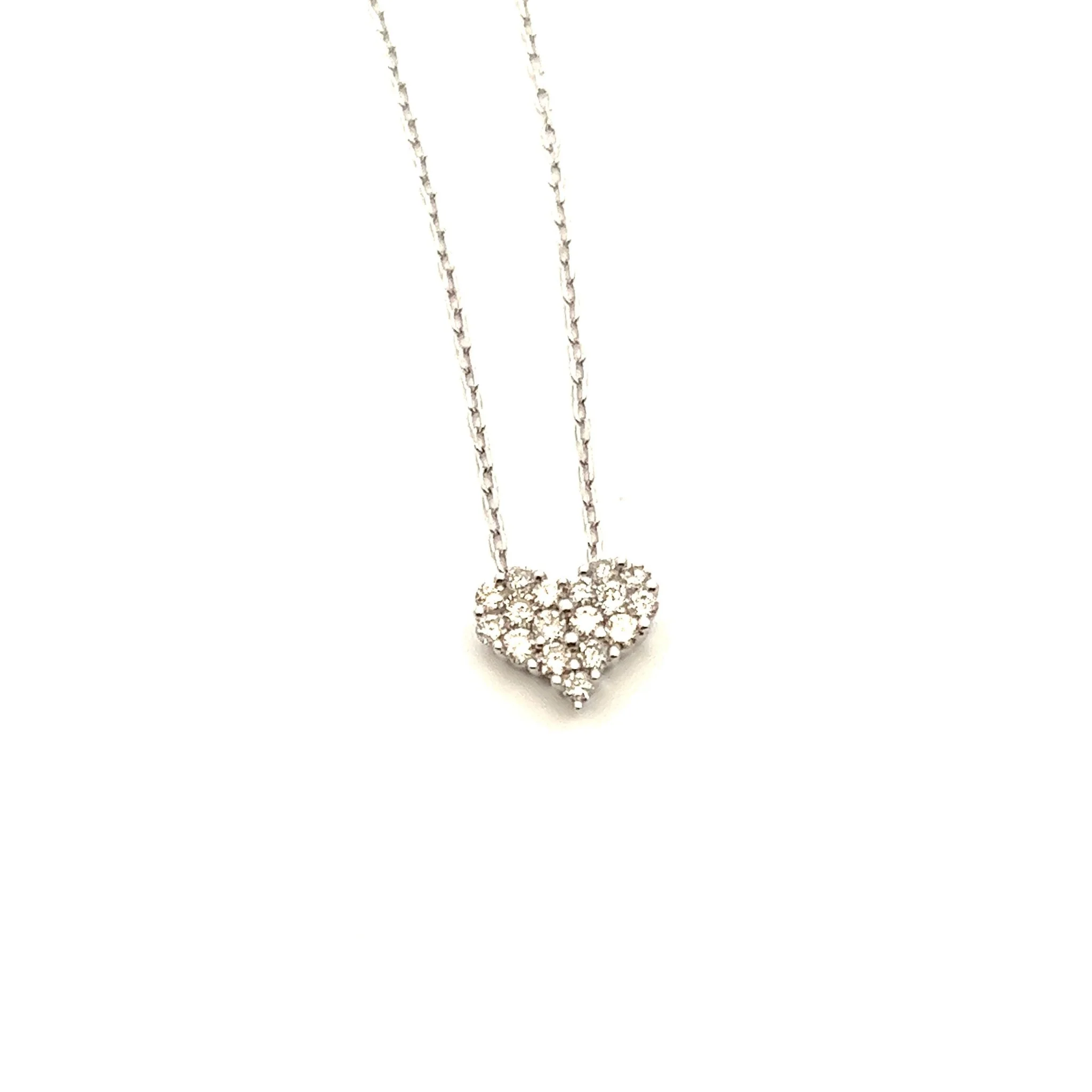 18K White Gold Dia Diamond Paved Heart Necklace - Image 2