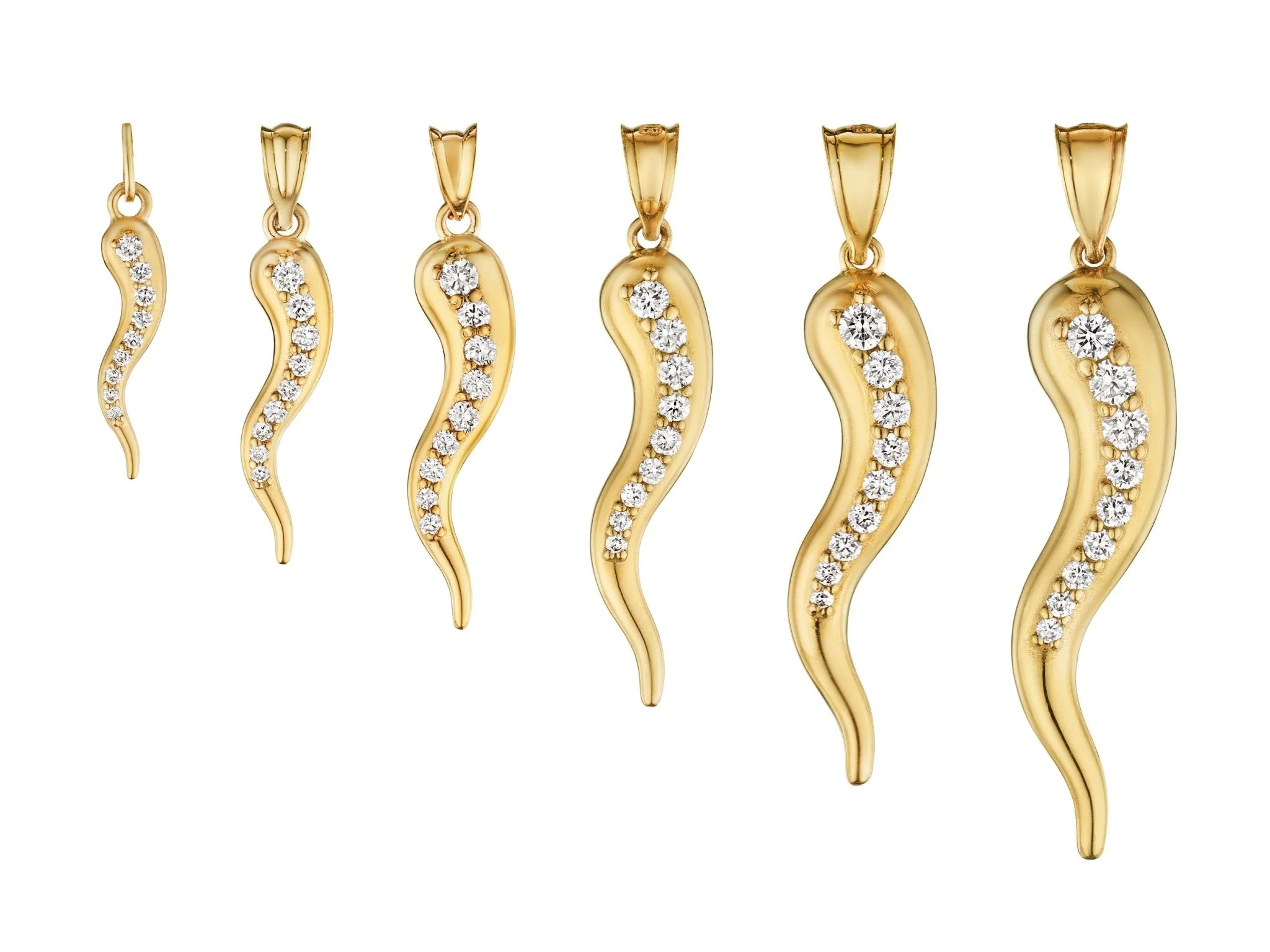 14k Diamond Italian Horn Pendant - Image 3