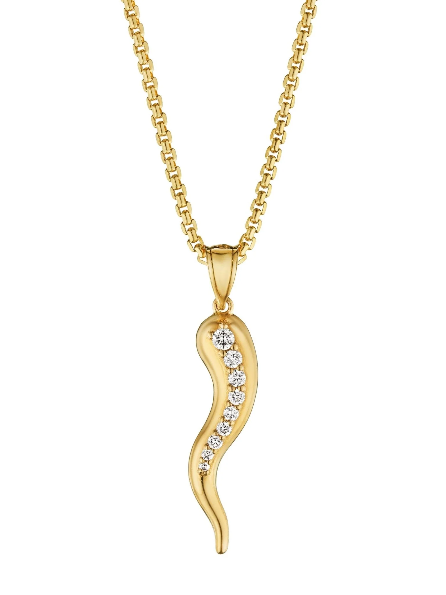14k Diamond Italian Horn Pendant - Image 5