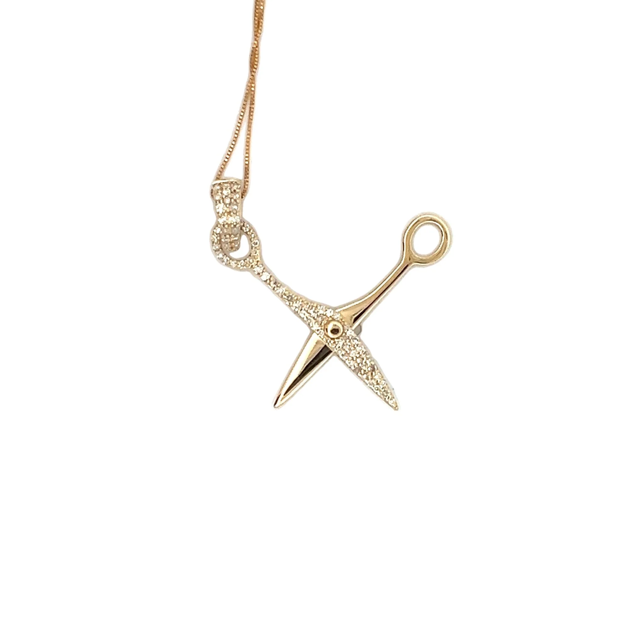 Diamond Scissors in 14Karat Yellow Gold - Image 2