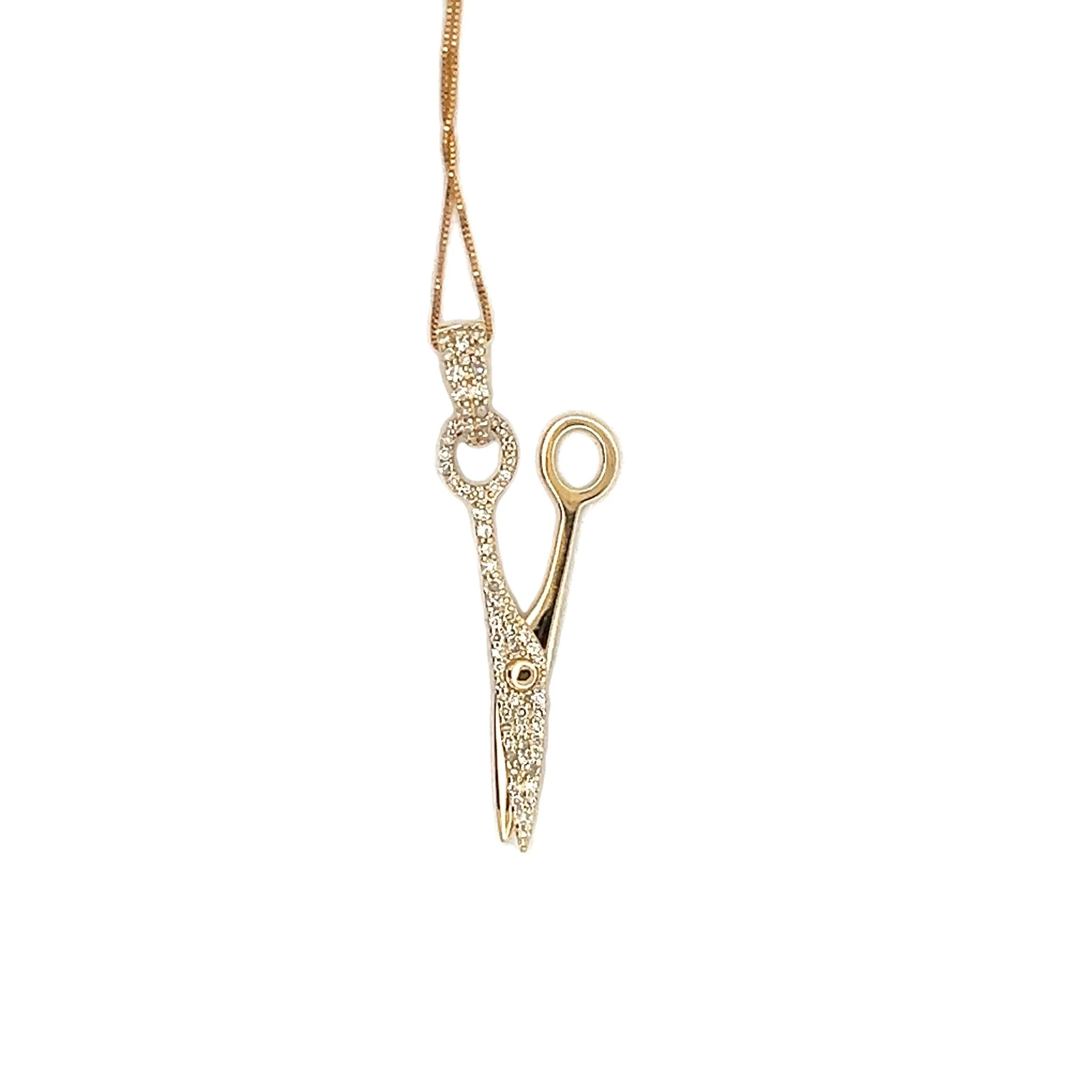 Diamond Scissors in 14Karat Yellow Gold - Image 3