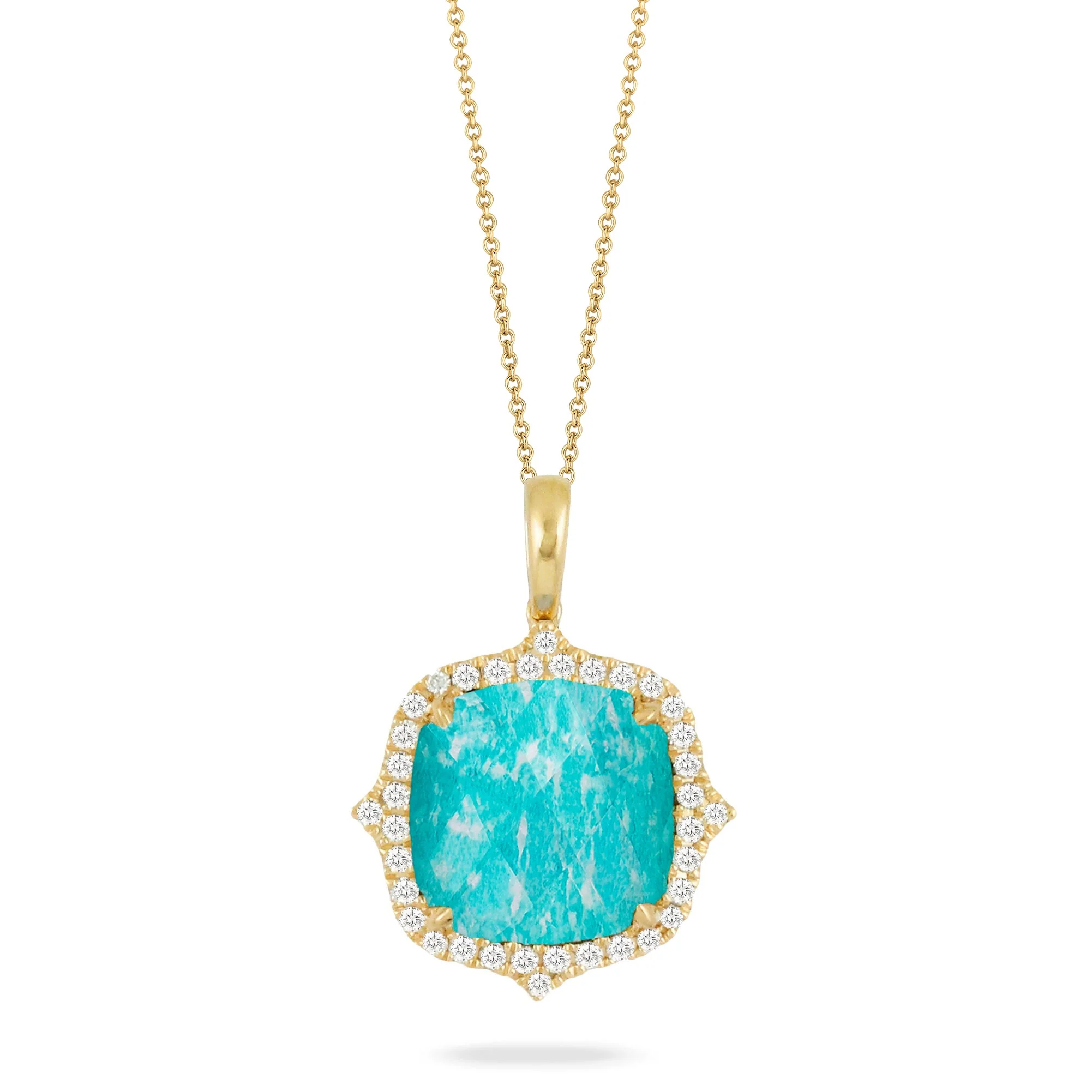 Doves by Doron Paloma /Amazon Breeze /Amazonite 18K Yellow Gold Pendant Necklace