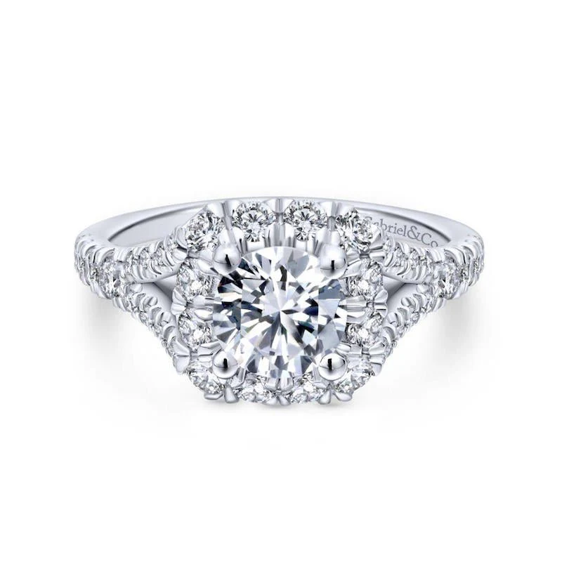 Gabriel & Co. 14k Two Tone Gold Blush Halo Engagement Ring