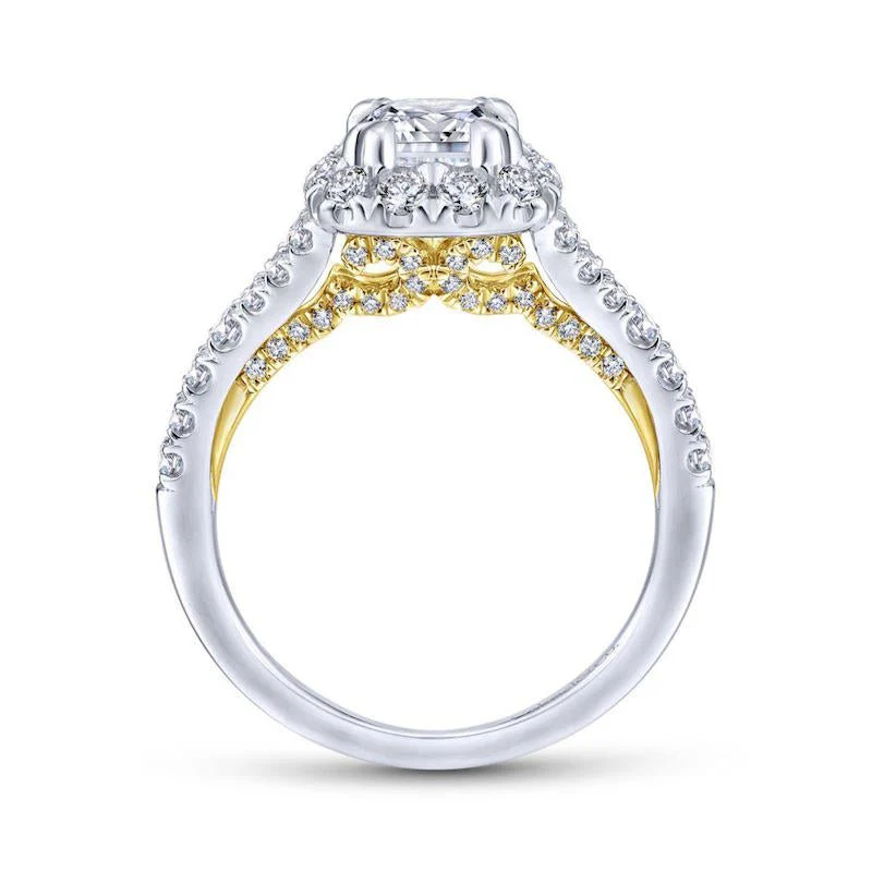 Gabriel & Co. 14k Two Tone Gold Blush Halo Engagement Ring - Image 2