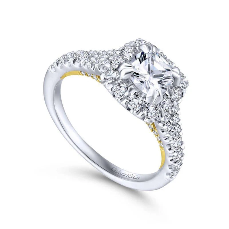 Gabriel & Co. 14k Two Tone Gold Blush Halo Engagement Ring - Image 3